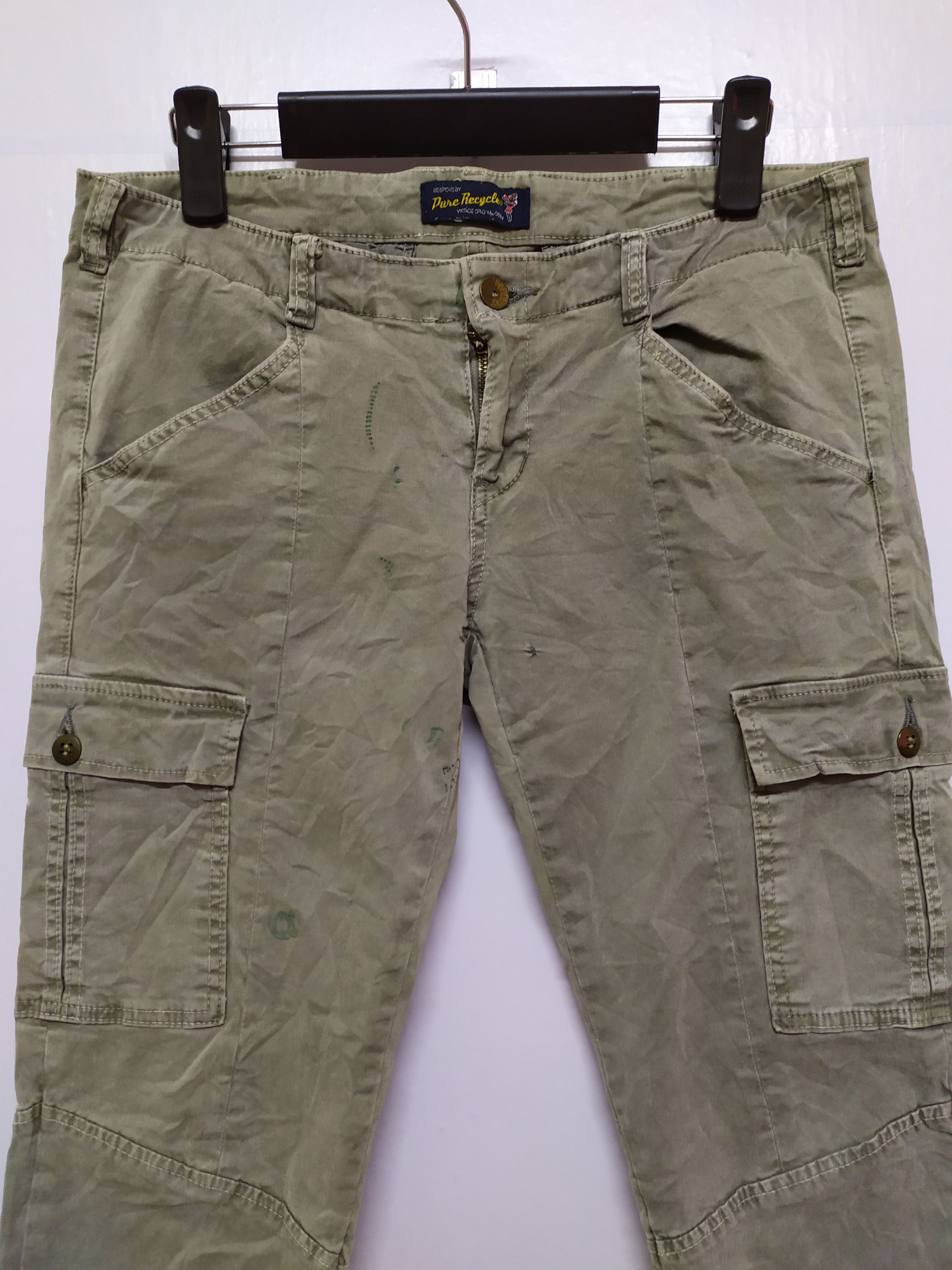 Japanese Brand × Vintage PURE RECYCLED CARGO PANTS/ FADED DISTRESSED SKINNY STYLE Size US 29 - 2 Thumbnail