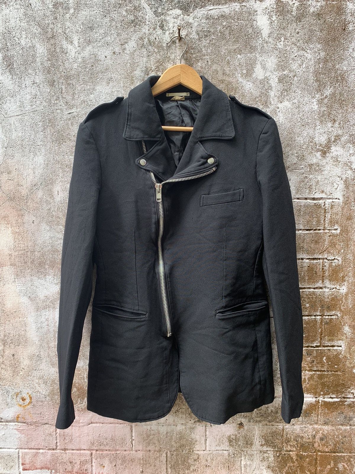 image of Comme Des Garcons Homme Plus: Double Rider Coat Jacket in Black, Men's (Size Medium)