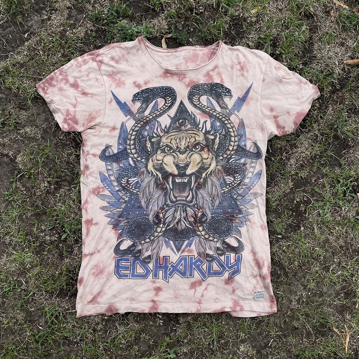Vintage Y2K Ed Hardy Sun Faded Dragon Graphic Tee Streetwear Baggy M Size US M / EU 48-50 / 2 - 1 Thumbnail