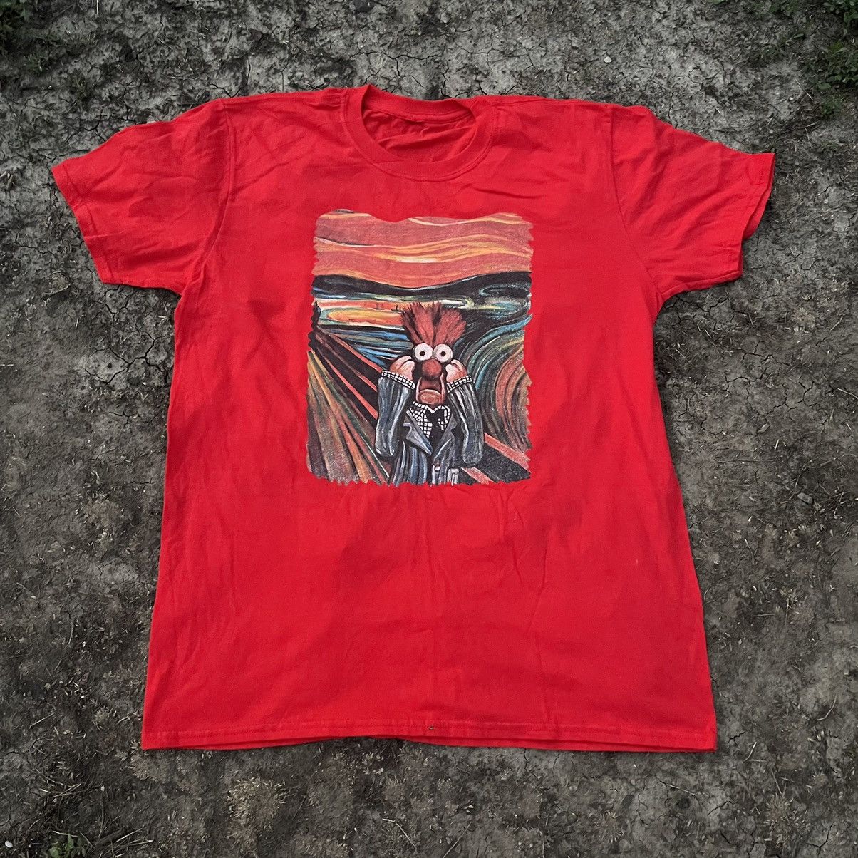 Vintage Vintage 90s Horror Graphic Tee Sun Faded Red Skate Baggy M Size US M / EU 48-50 / 2 - 1 Thumbnail