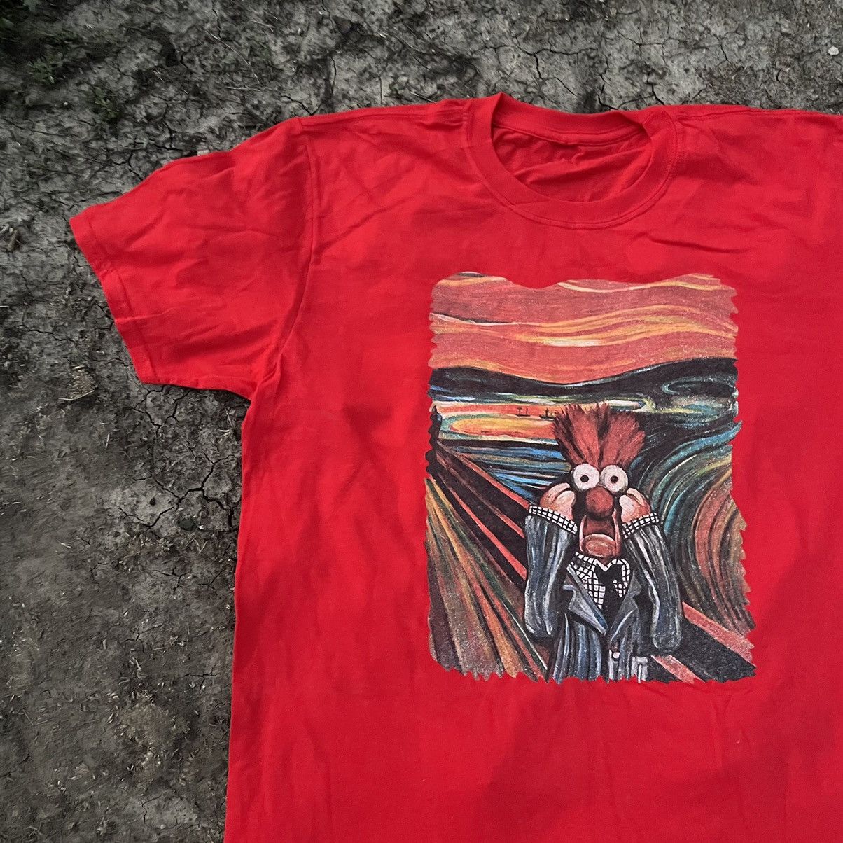Vintage Vintage 90s Horror Graphic Tee Sun Faded Red Skate Baggy M Size US M / EU 48-50 / 2 - 4 Thumbnail