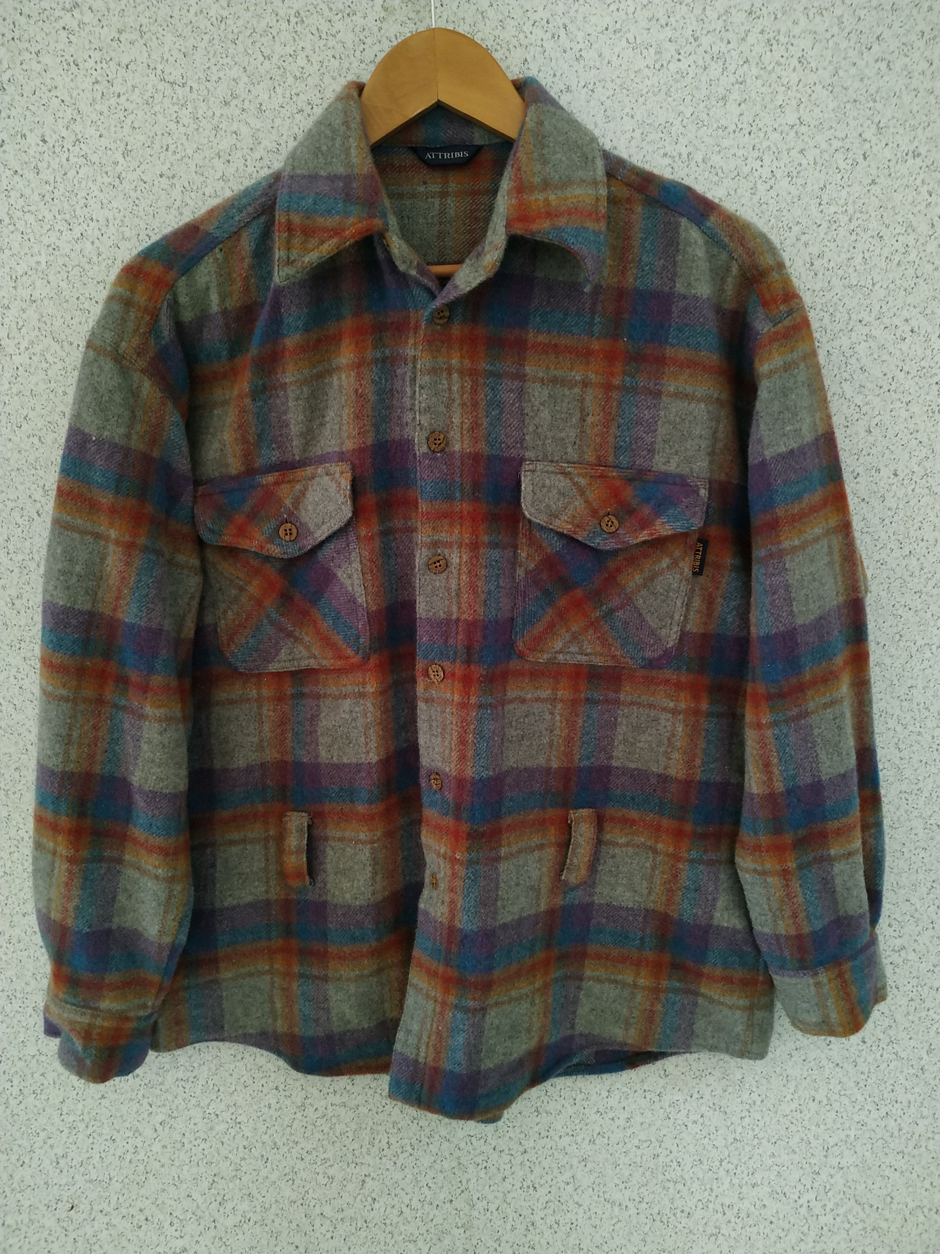Flannel Vintage Attribis Wool Checkered Flannel Size US M / EU 48-50 / 2 - 1 Thumbnail