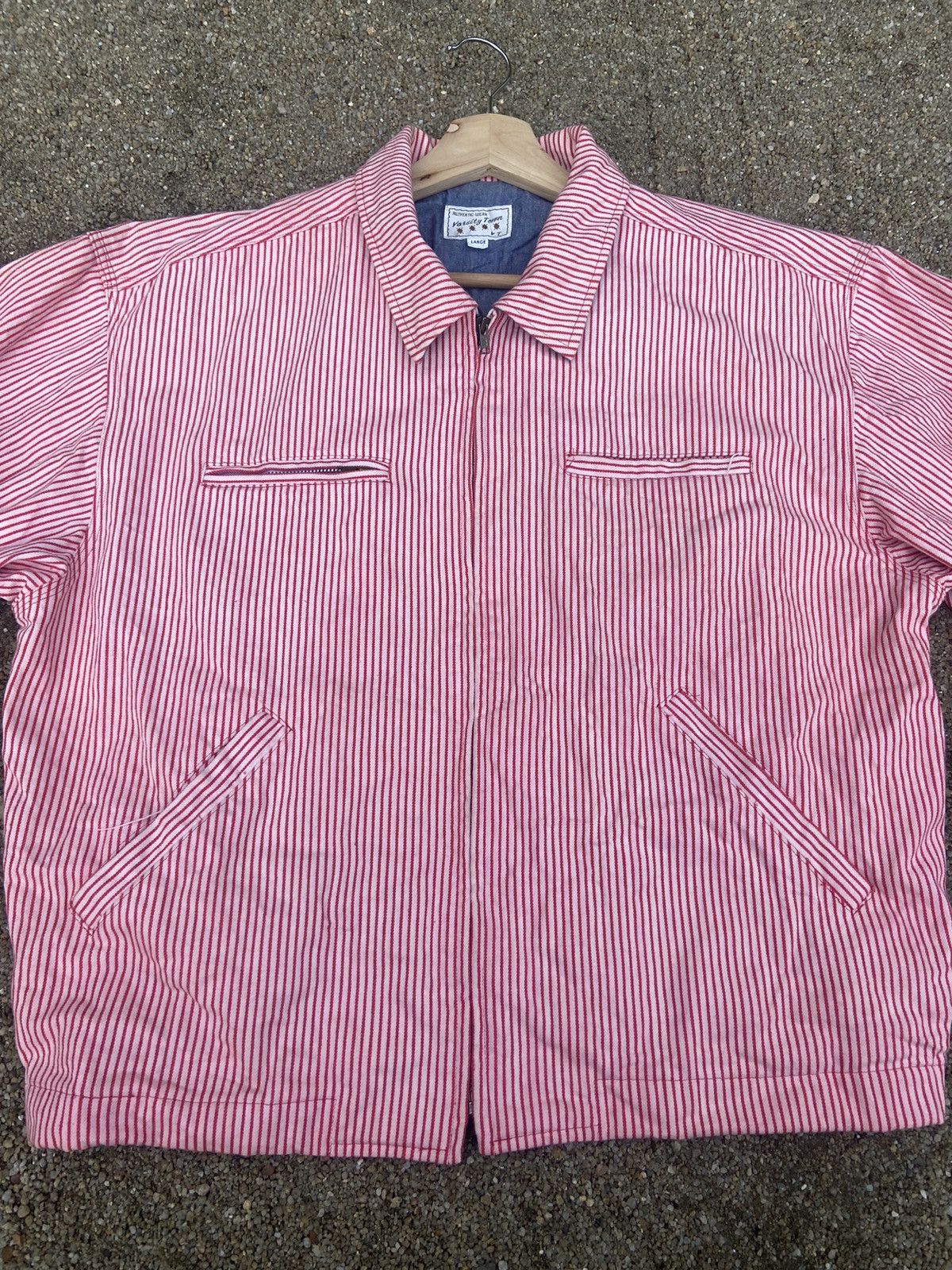Vintage Vintage Varsity Town Striped Zip Up Worker Jacket Size US L / EU 52-54 / 3 - 4 Thumbnail