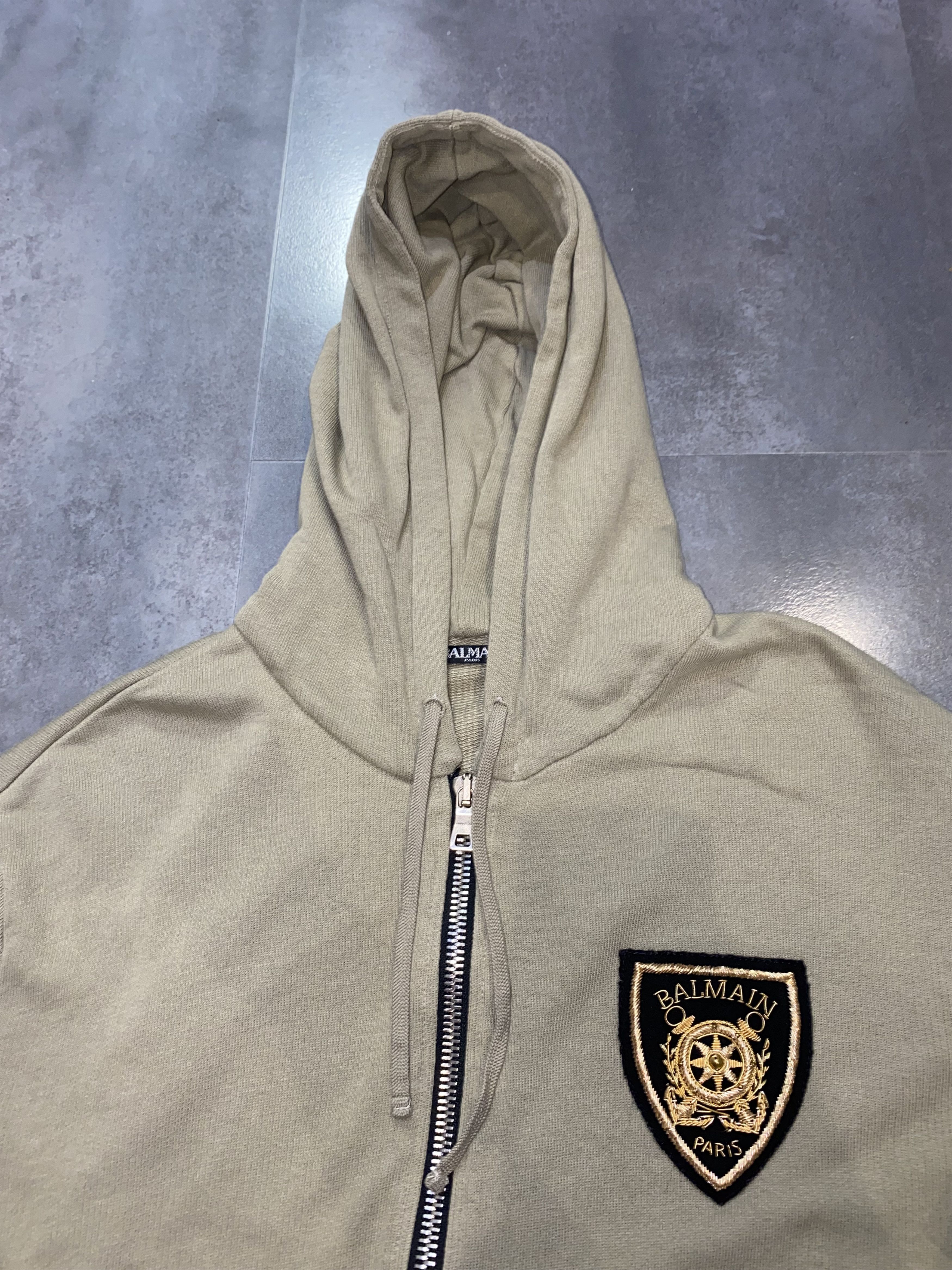Balmain Balmain Big Logo Zipped Military Green Hoodie Size US L / EU 52-54 / 3 - 10 Thumbnail