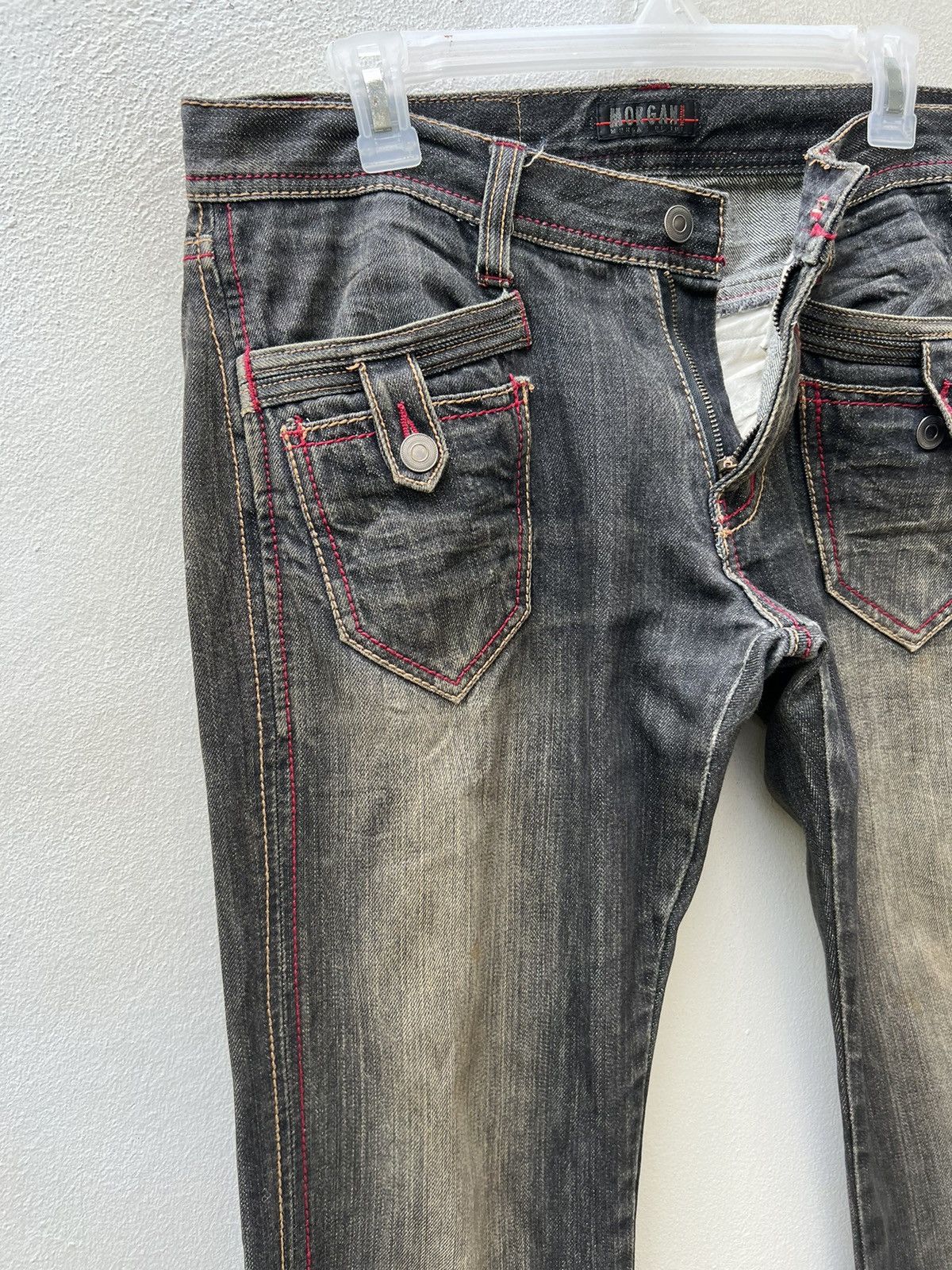 Morgan Homme × Vintage Vintage Morgan Homme Dirty Mud Fade Black Denim Flare Jeans Size US 32 / EU 48 - 7 Thumbnail