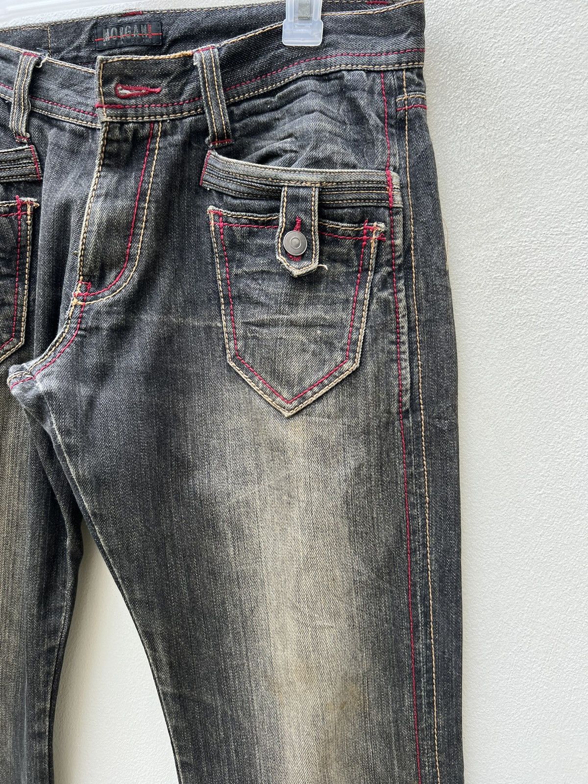 Morgan Homme × Vintage Vintage Morgan Homme Dirty Mud Fade Black Denim Flare Jeans Size US 32 / EU 48 - 10 Thumbnail