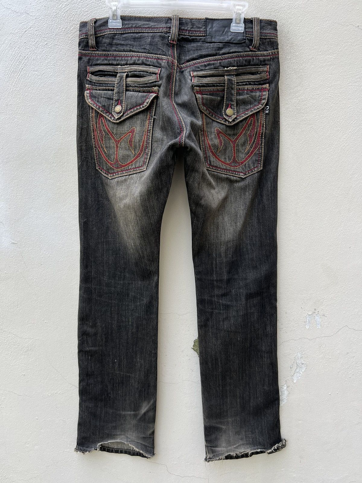 Morgan Homme × Vintage Vintage Morgan Homme Dirty Mud Fade Black Denim Flare Jeans Size US 32 / EU 48 - 14 Thumbnail