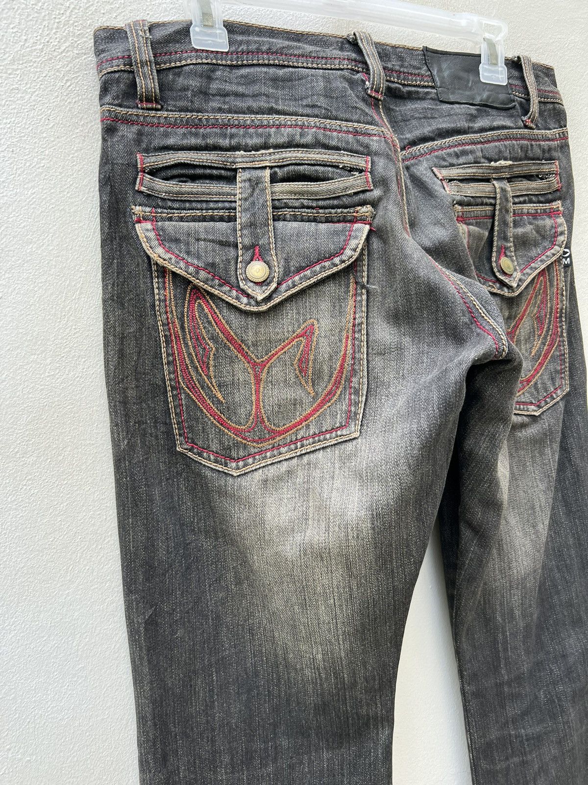 Morgan Homme × Vintage Vintage Morgan Homme Dirty Mud Fade Black Denim Flare Jeans Size US 32 / EU 48 - 15 Thumbnail