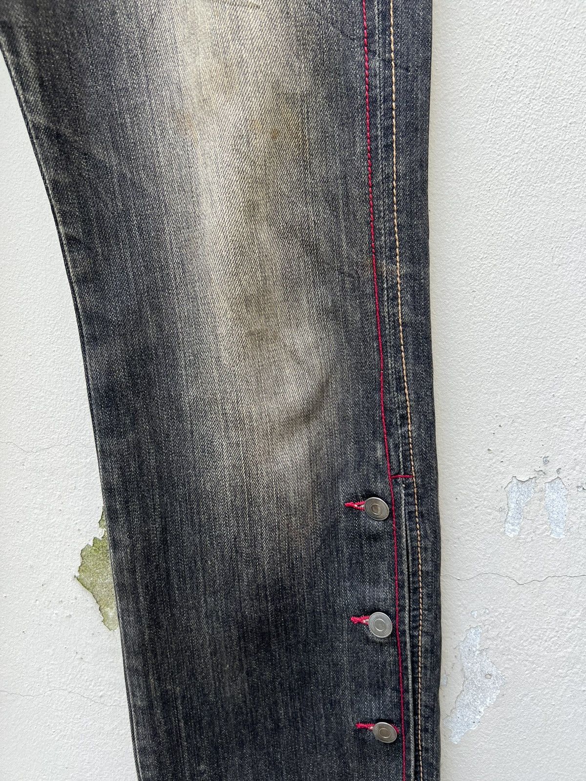 Morgan Homme × Vintage Vintage Morgan Homme Dirty Mud Fade Black Denim Flare Jeans Size US 32 / EU 48 - 11 Thumbnail