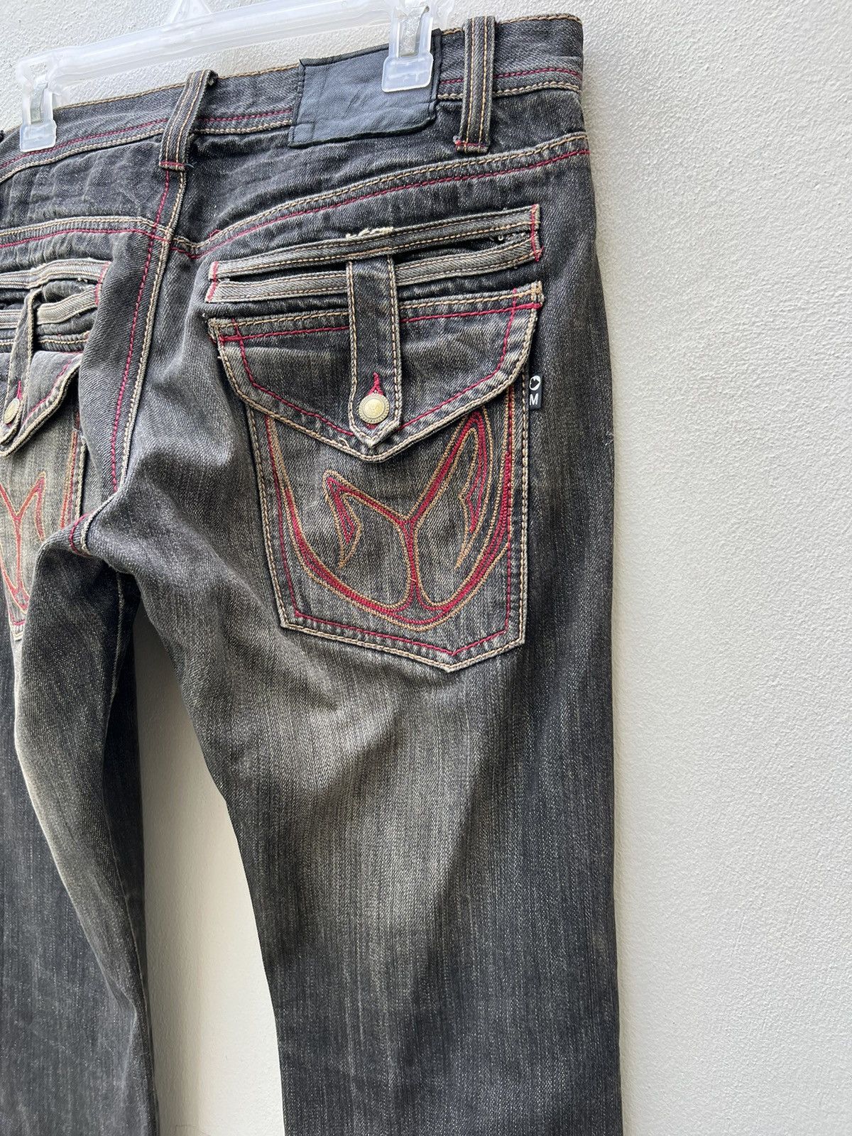 Morgan Homme × Vintage Vintage Morgan Homme Dirty Mud Fade Black Denim Flare Jeans Size US 32 / EU 48 - 17 Thumbnail