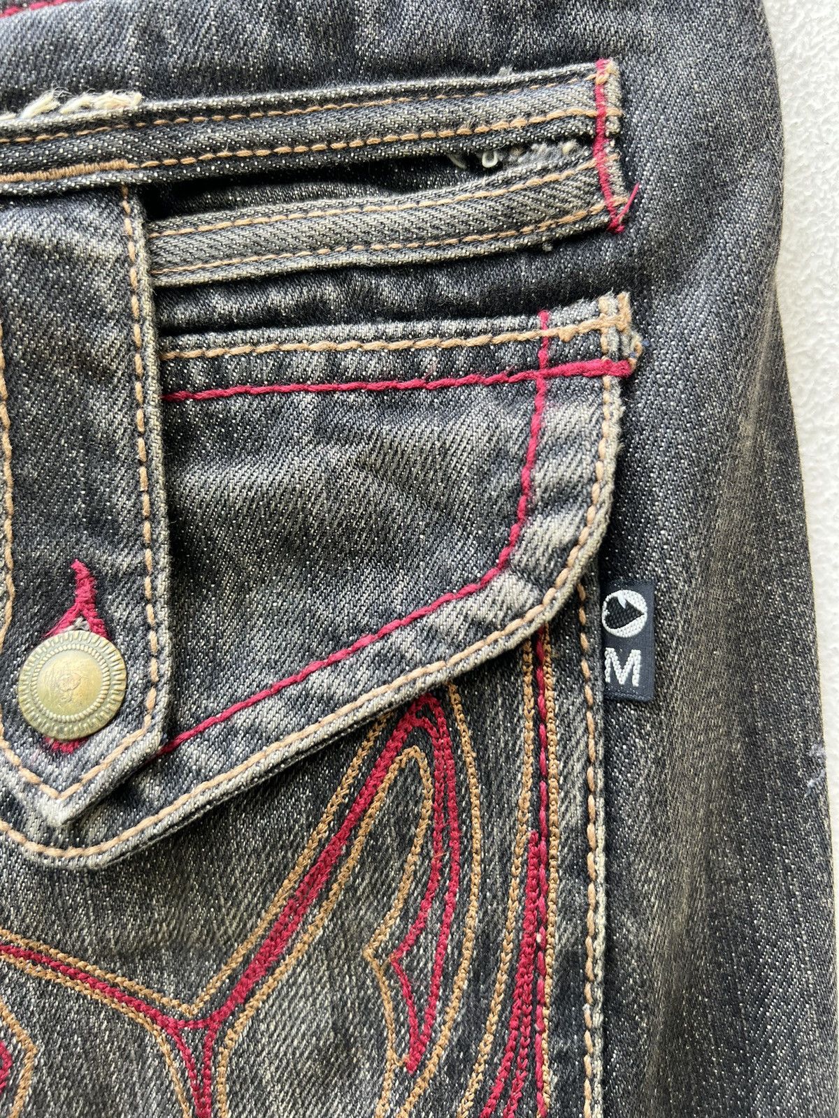 Morgan Homme × Vintage Vintage Morgan Homme Dirty Mud Fade Black Denim Flare Jeans Size US 32 / EU 48 - 18 Thumbnail