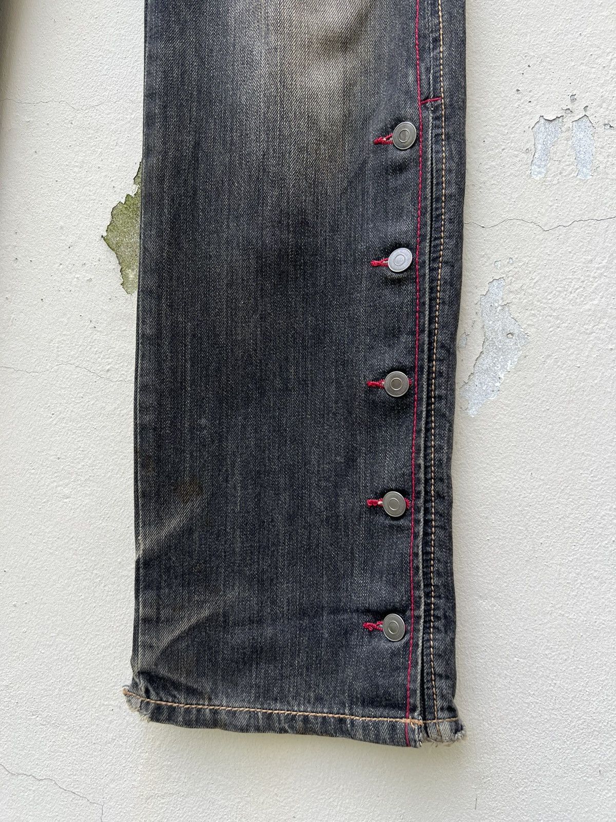 Morgan Homme × Vintage Vintage Morgan Homme Dirty Mud Fade Black Denim Flare Jeans Size US 32 / EU 48 - 12 Thumbnail