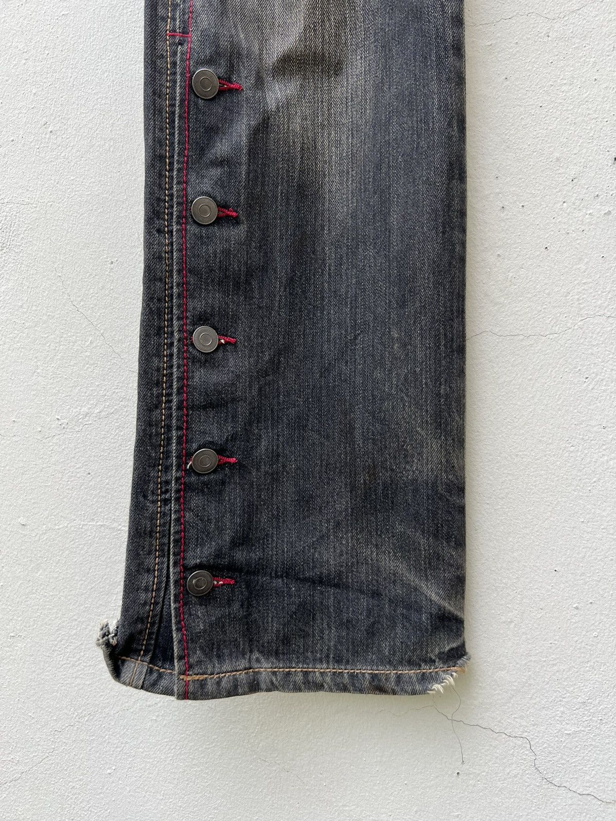 Morgan Homme × Vintage Vintage Morgan Homme Dirty Mud Fade Black Denim Flare Jeans Size US 32 / EU 48 - 9 Thumbnail