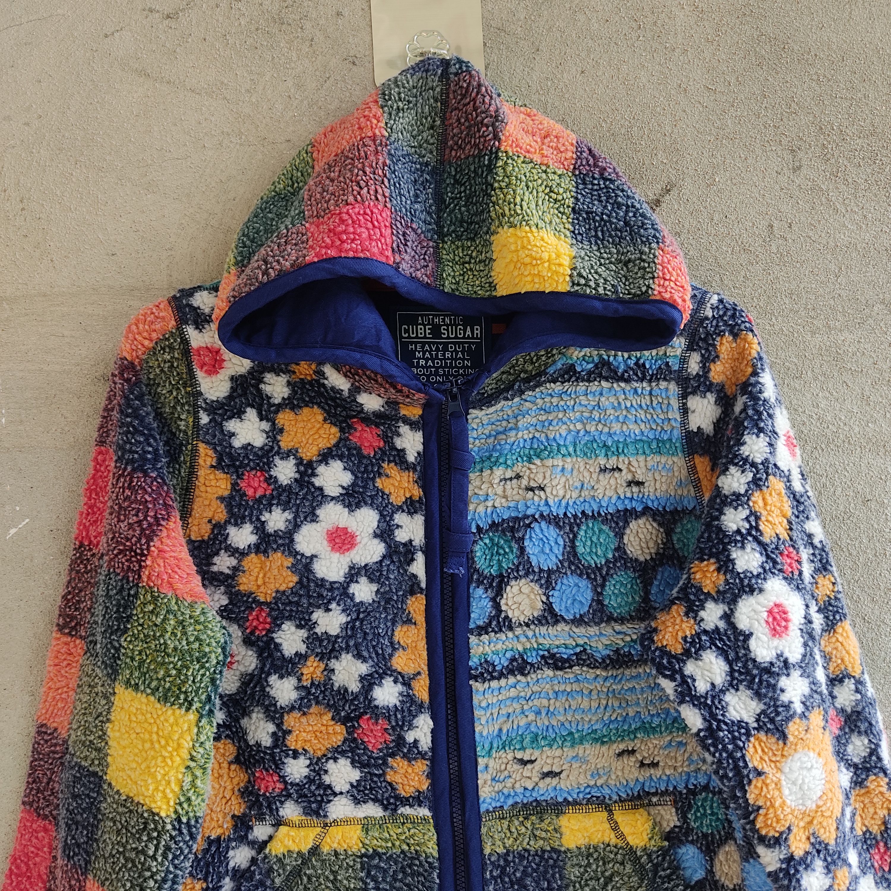 Japanese Brand Cube Sugar Multicolour Patchwork Art Style Fleece Sweater Size US M / EU 48-50 / 2 - 2 Thumbnail