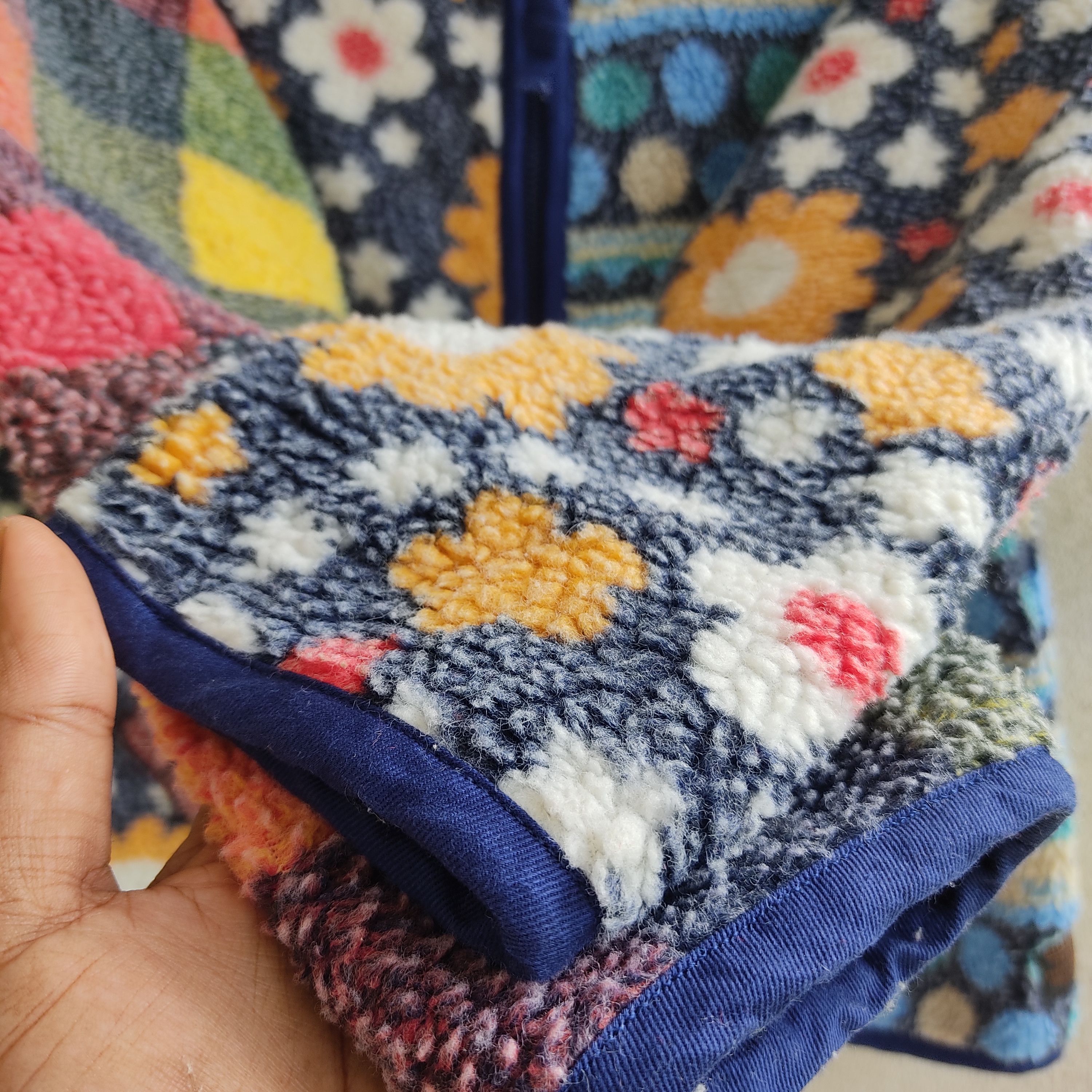 Japanese Brand Cube Sugar Multicolour Patchwork Art Style Fleece Sweater Size US M / EU 48-50 / 2 - 12 Thumbnail