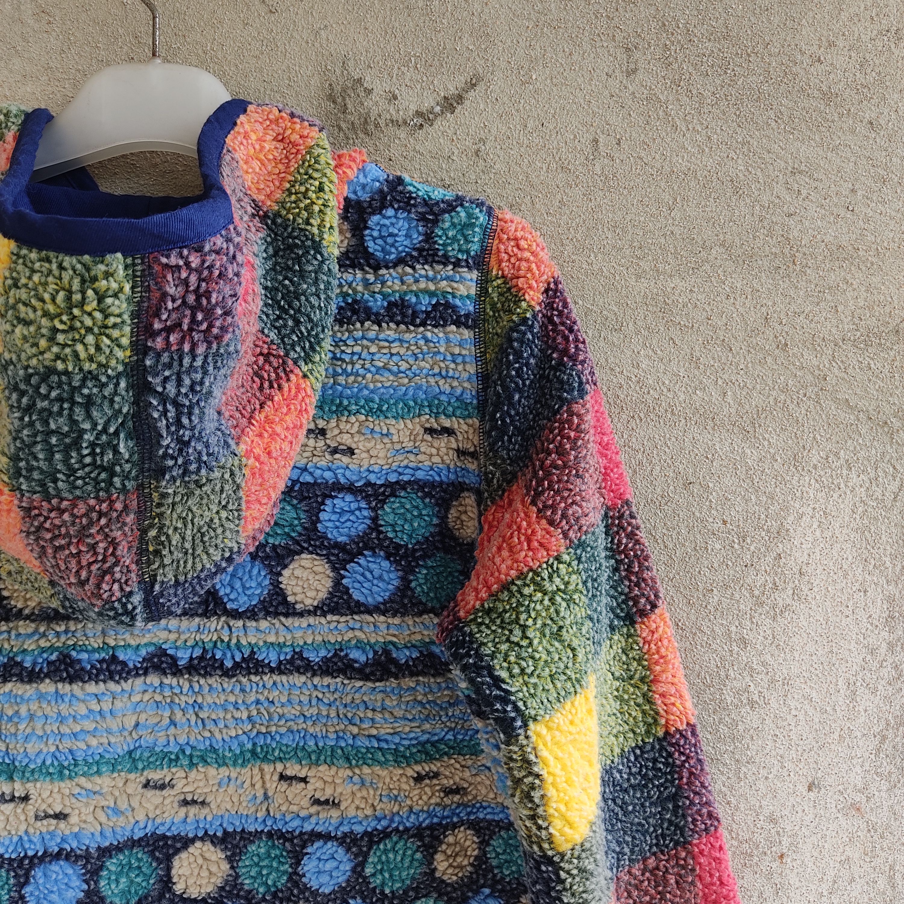 Japanese Brand Cube Sugar Multicolour Patchwork Art Style Fleece Sweater Size US M / EU 48-50 / 2 - 17 Thumbnail
