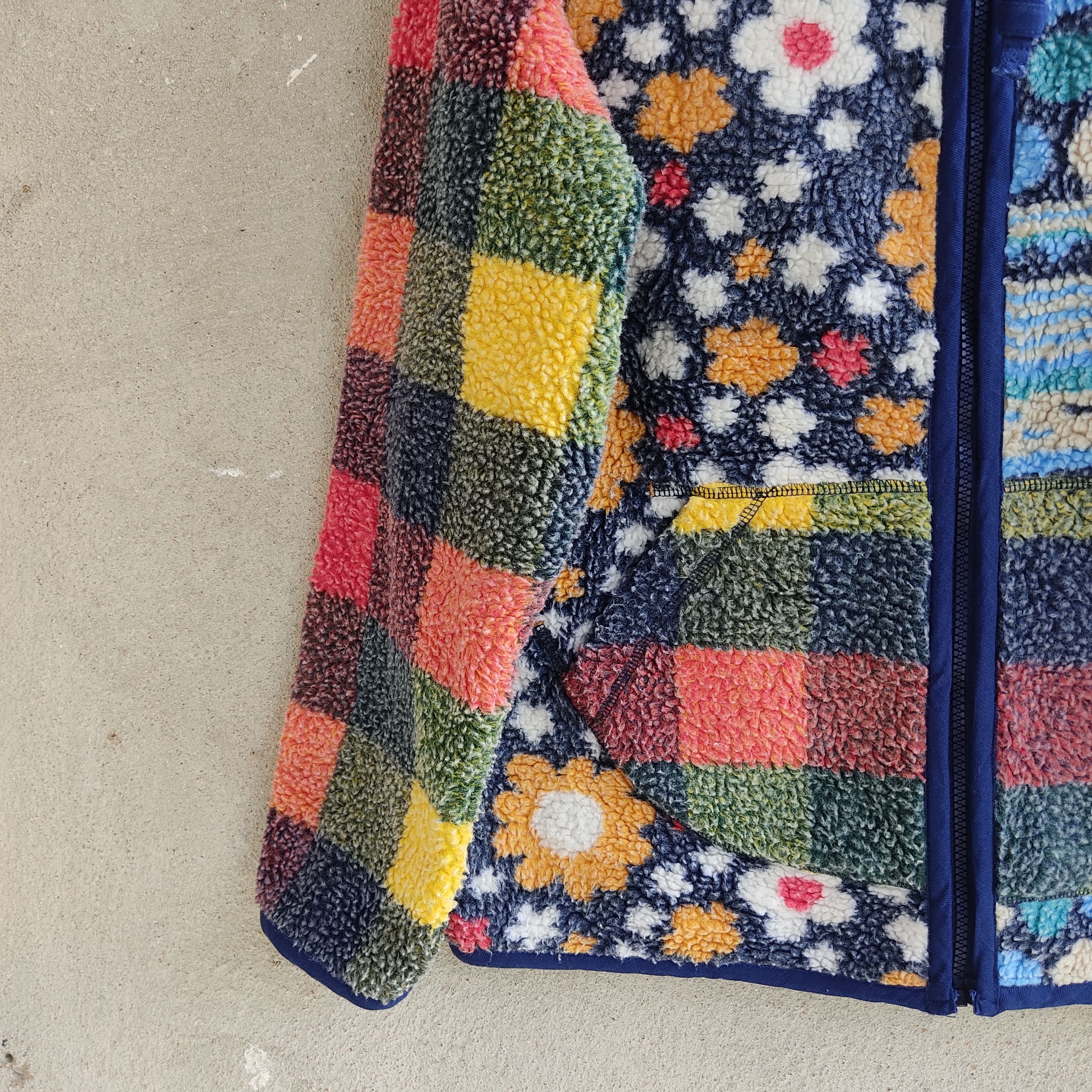 Japanese Brand Cube Sugar Multicolour Patchwork Art Style Fleece Sweater Size US M / EU 48-50 / 2 - 6 Thumbnail