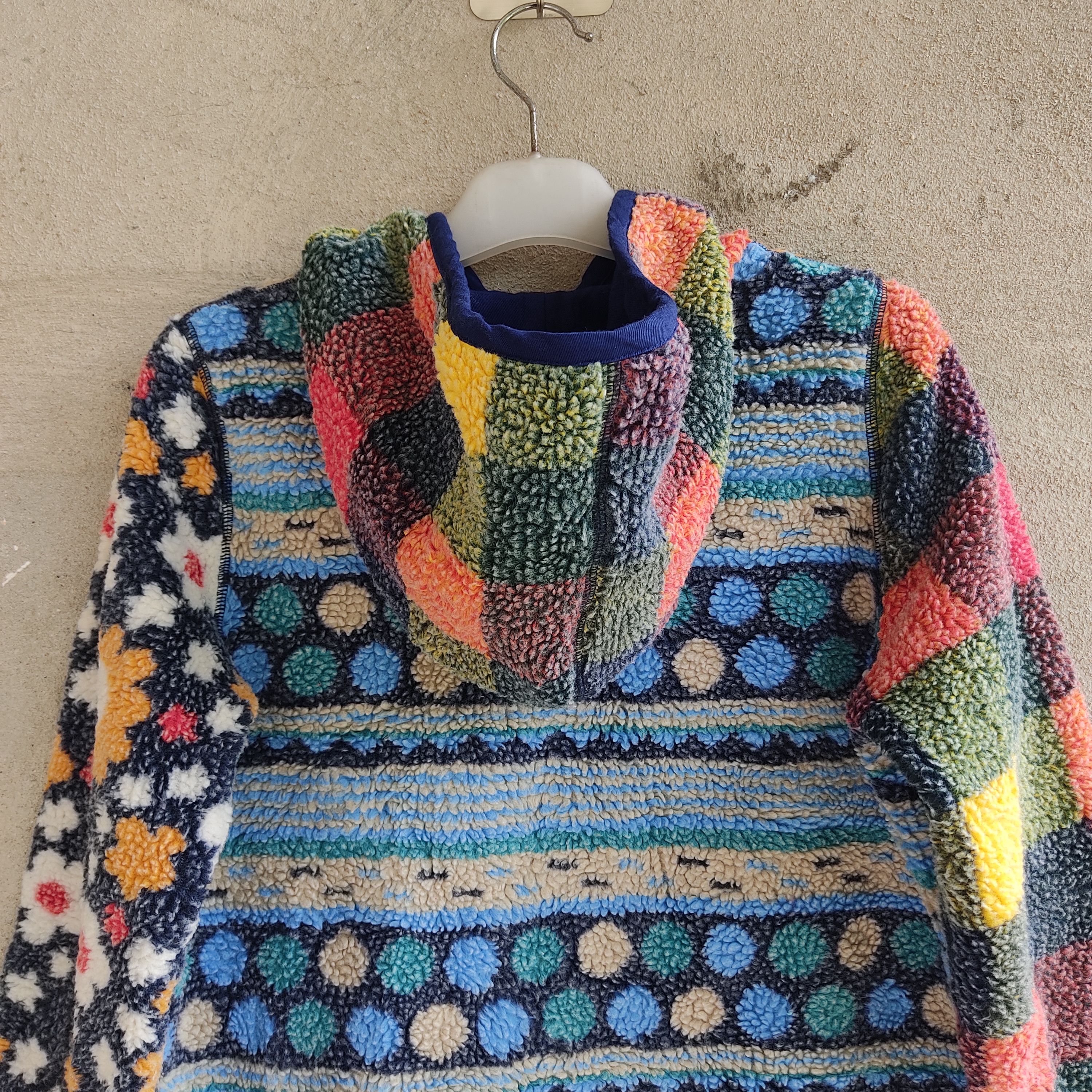 Japanese Brand Cube Sugar Multicolour Patchwork Art Style Fleece Sweater Size US M / EU 48-50 / 2 - 14 Thumbnail