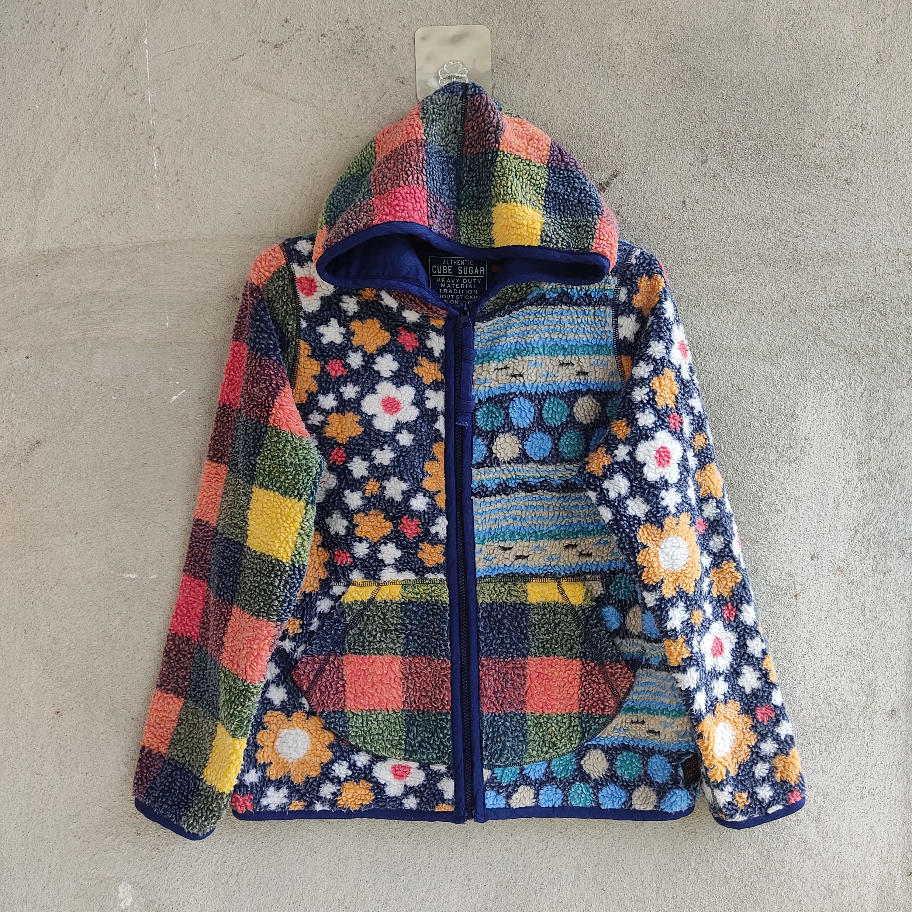 Japanese Brand Cube Sugar Multicolour Patchwork Art Style Fleece Sweater Size US M / EU 48-50 / 2 - 1 Thumbnail