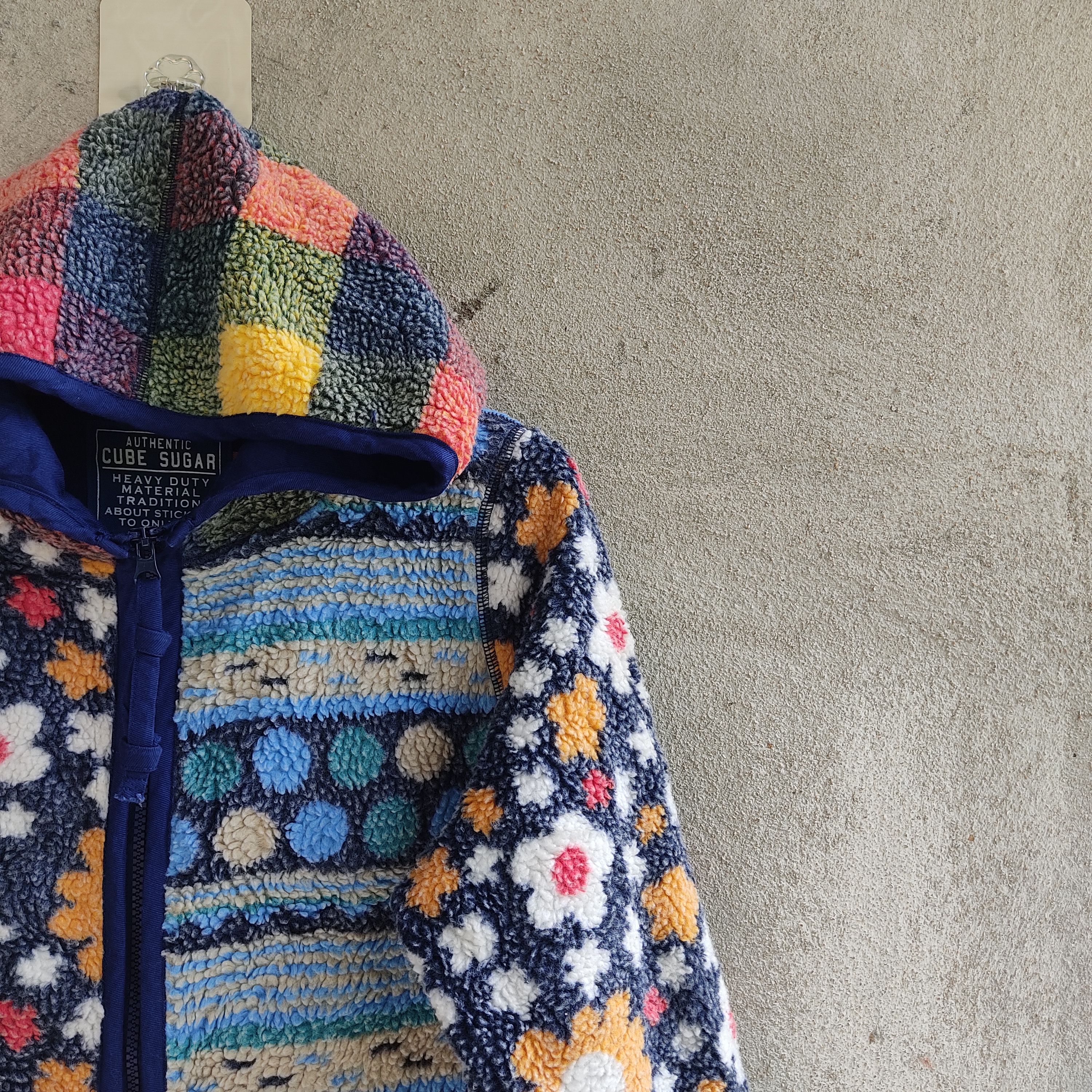 Japanese Brand Cube Sugar Multicolour Patchwork Art Style Fleece Sweater Size US M / EU 48-50 / 2 - 5 Thumbnail