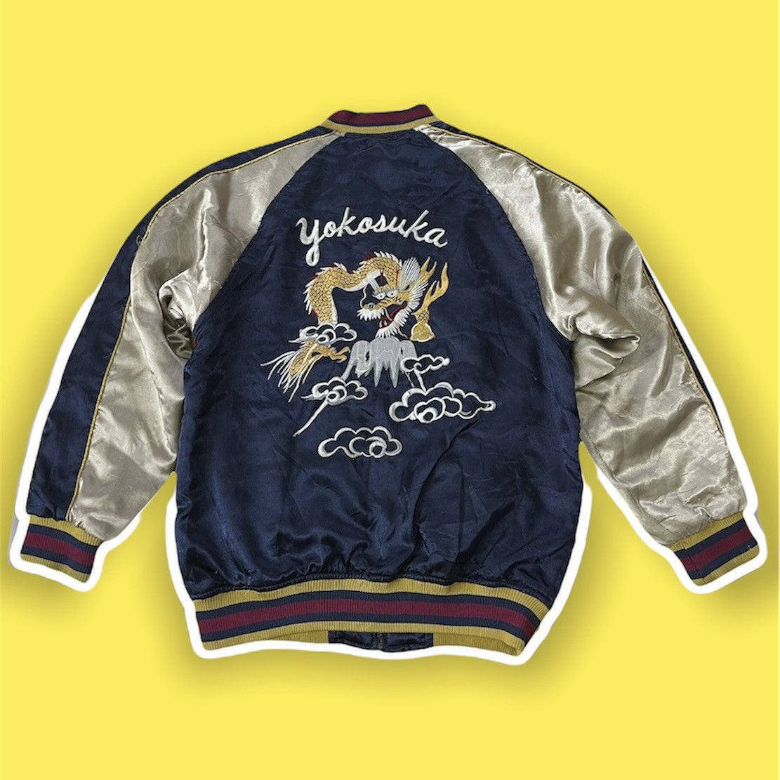 Japanese Brand × Vintage VINTAGE SUKAJAN DRAGON FUJIYAMA EMBROIDERY SATIN JACKET Size US S / EU 44-46 / 1 - 11 Thumbnail