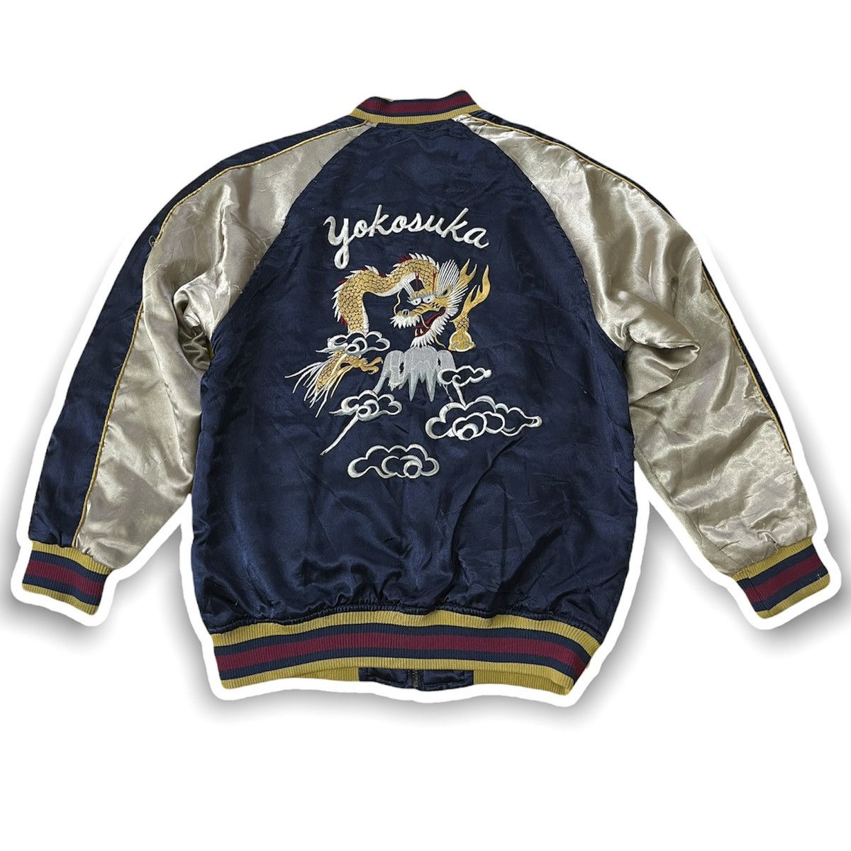 Japanese Brand × Vintage VINTAGE SUKAJAN DRAGON FUJIYAMA EMBROIDERY SATIN JACKET Size US S / EU 44-46 / 1 - 1 Thumbnail