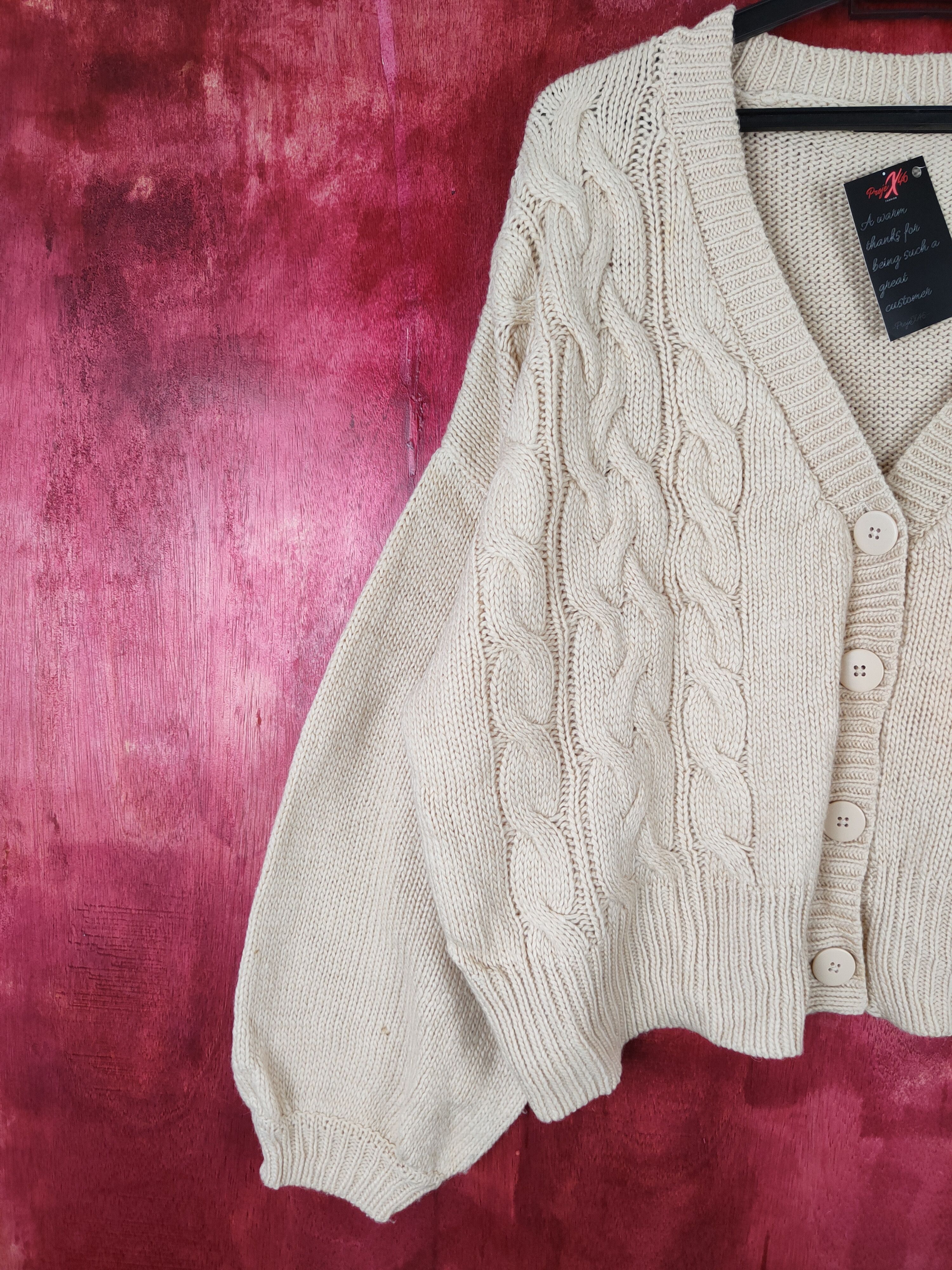 Vintage Kastane Brown Knitwear ballon sleeve cardigan japan #5197 Size L / US 10 / IT 46 - 3 Thumbnail