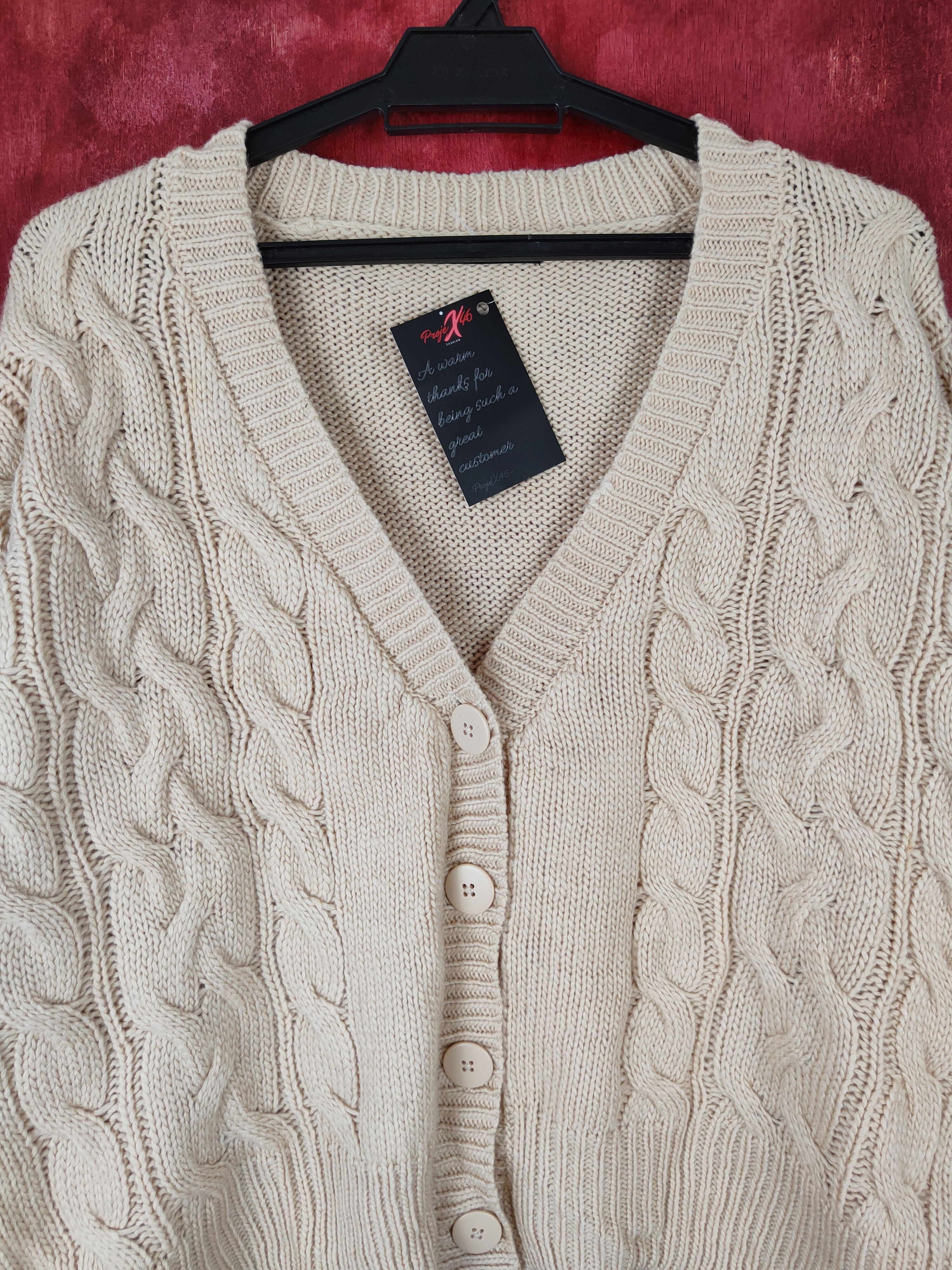 Vintage Kastane Brown Knitwear ballon sleeve cardigan japan #5197 Size L / US 10 / IT 46 - 2 Thumbnail
