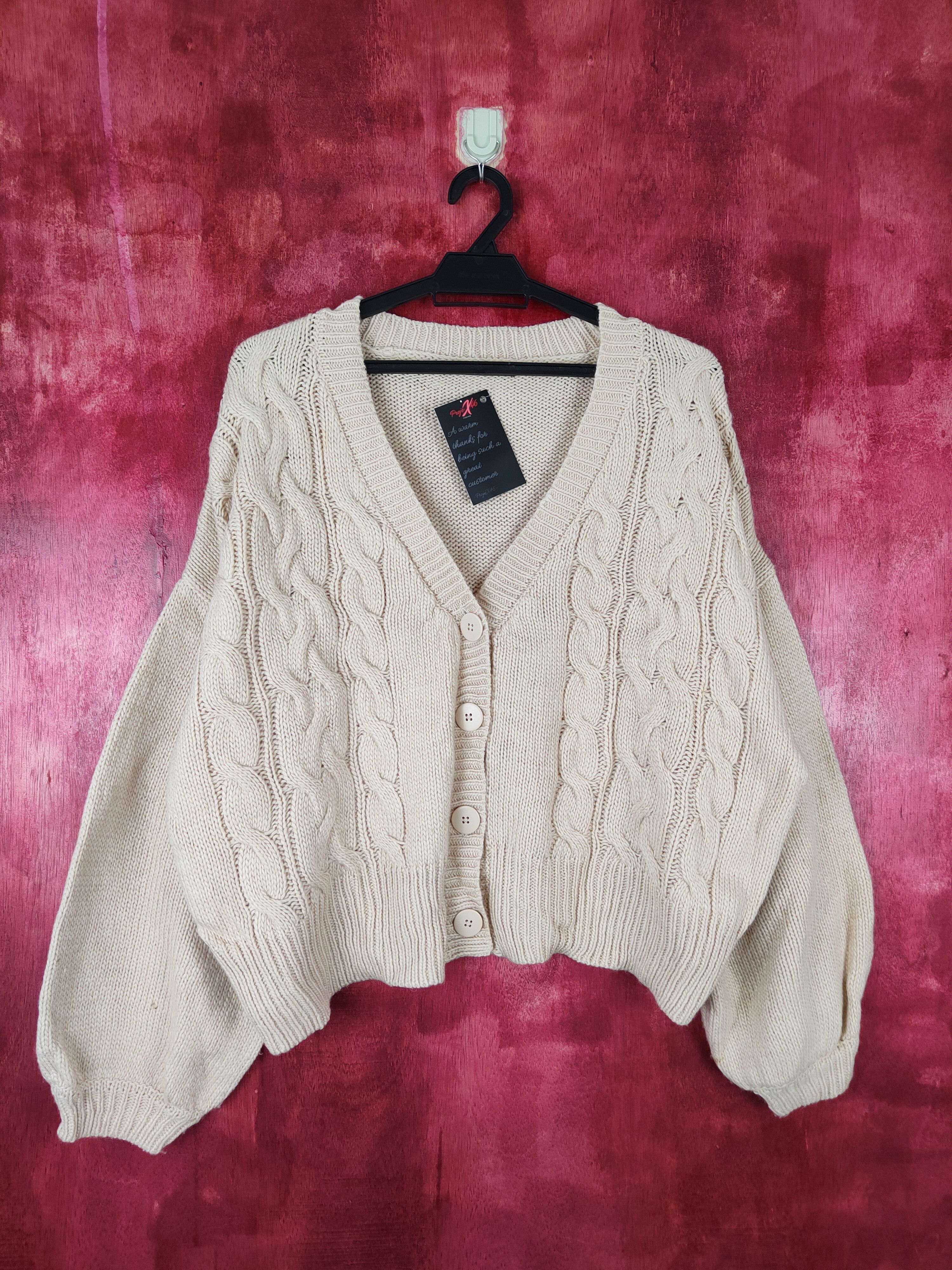 Vintage Kastane Brown Knitwear ballon sleeve cardigan japan #5197 Size L / US 10 / IT 46 - 1 Thumbnail