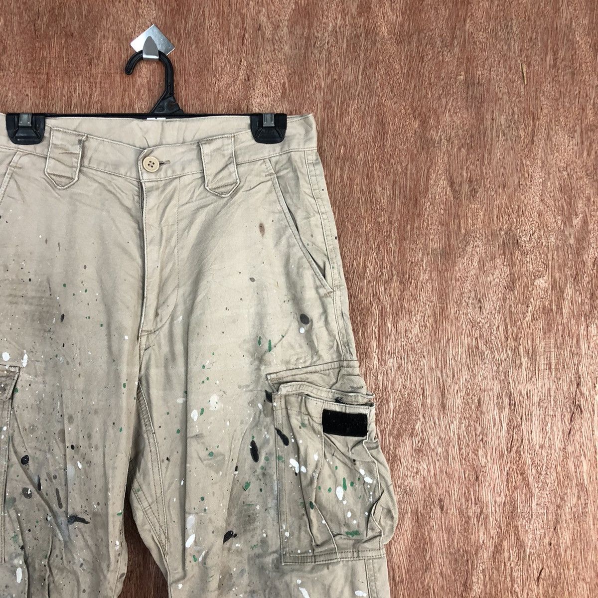 Japanese Brand Japan Brown Multipocket thrased paint Cargo Pants #c934 Size US 28 / EU 44 - 5 Thumbnail