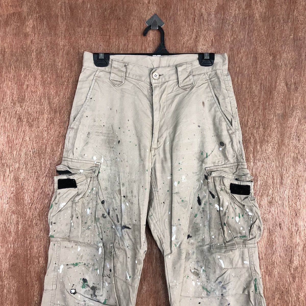 Japanese Brand Japan Brown Multipocket thrased paint Cargo Pants #c934 Size US 28 / EU 44 - 2 Thumbnail