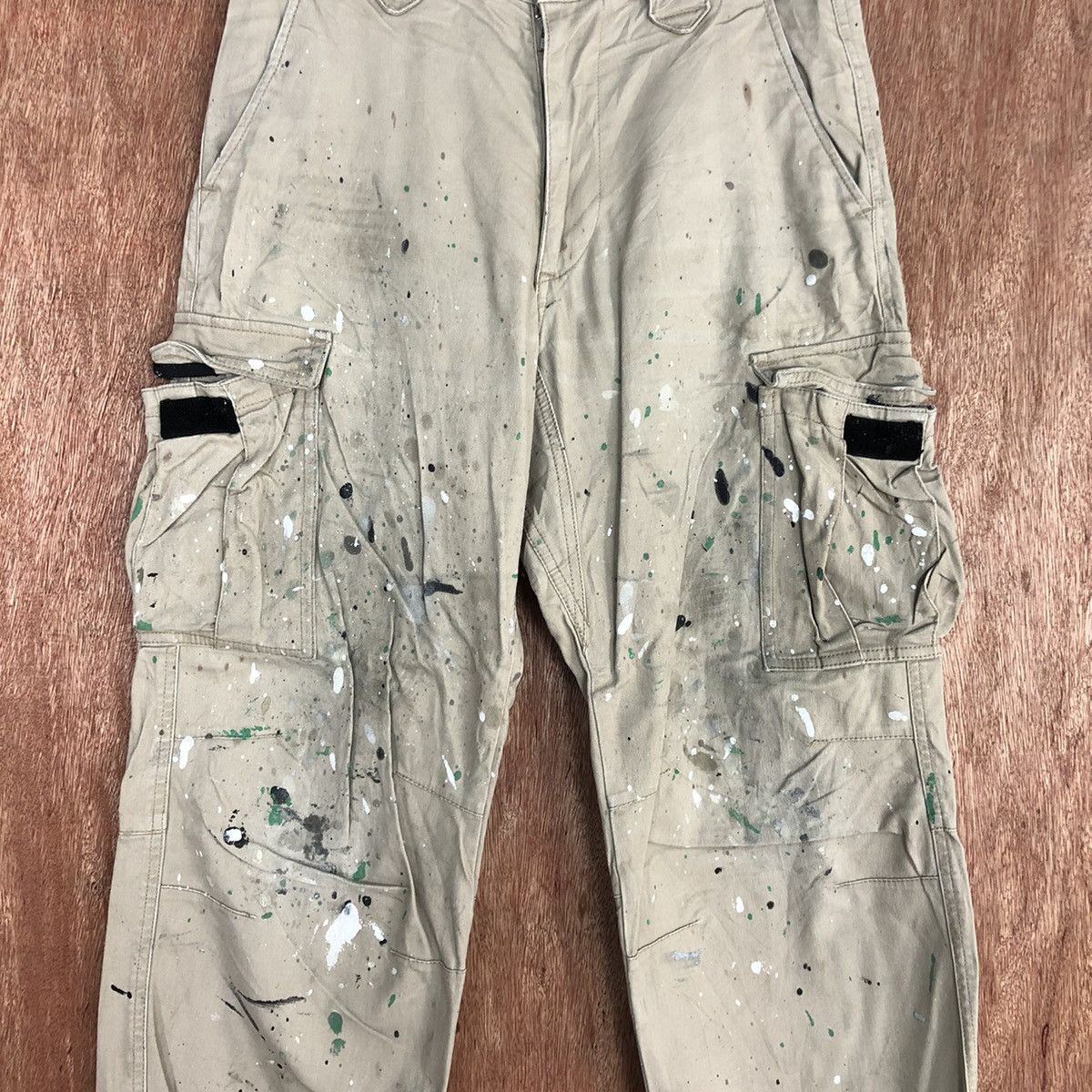 Japanese Brand Japan Brown Multipocket thrased paint Cargo Pants #c934 Size US 28 / EU 44 - 4 Thumbnail