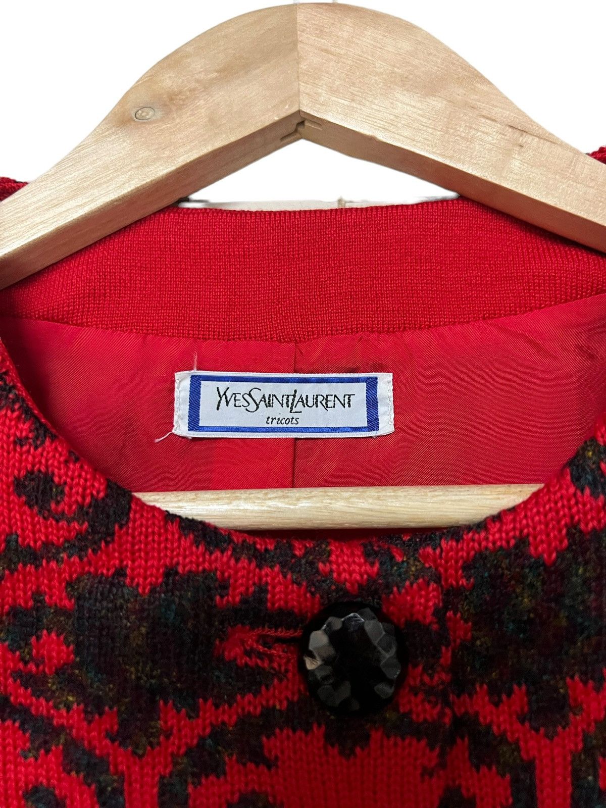Vintage × Yves Saint Laurent VTG YVES SAINT LAURENT TRICOT HOUNDSTOOTH FLORA CARDIGAN Size S / US 4 / IT 40 - 6 Thumbnail