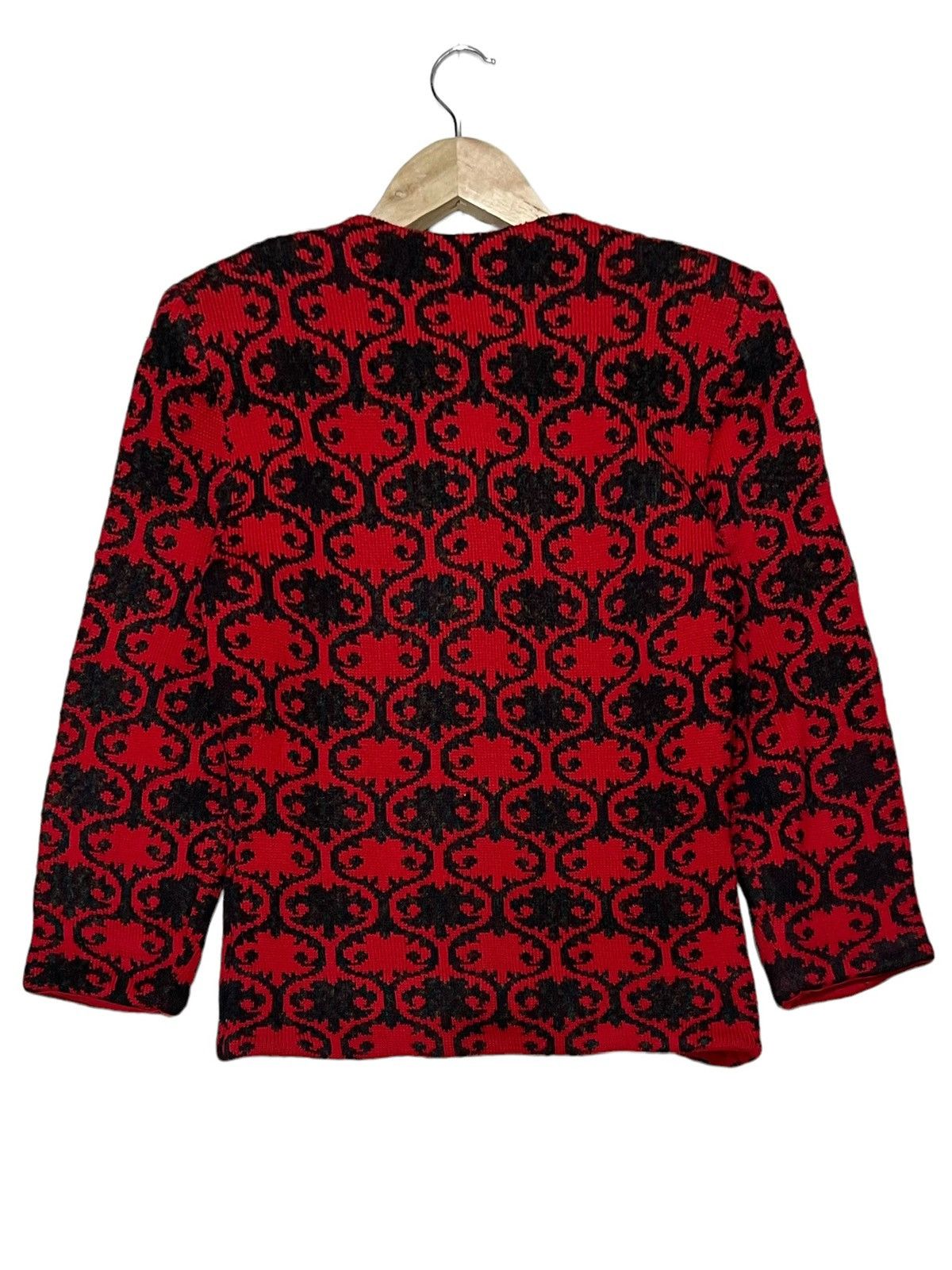 Vintage × Yves Saint Laurent VTG YVES SAINT LAURENT TRICOT HOUNDSTOOTH FLORA CARDIGAN Size S / US 4 / IT 40 - 3 Thumbnail