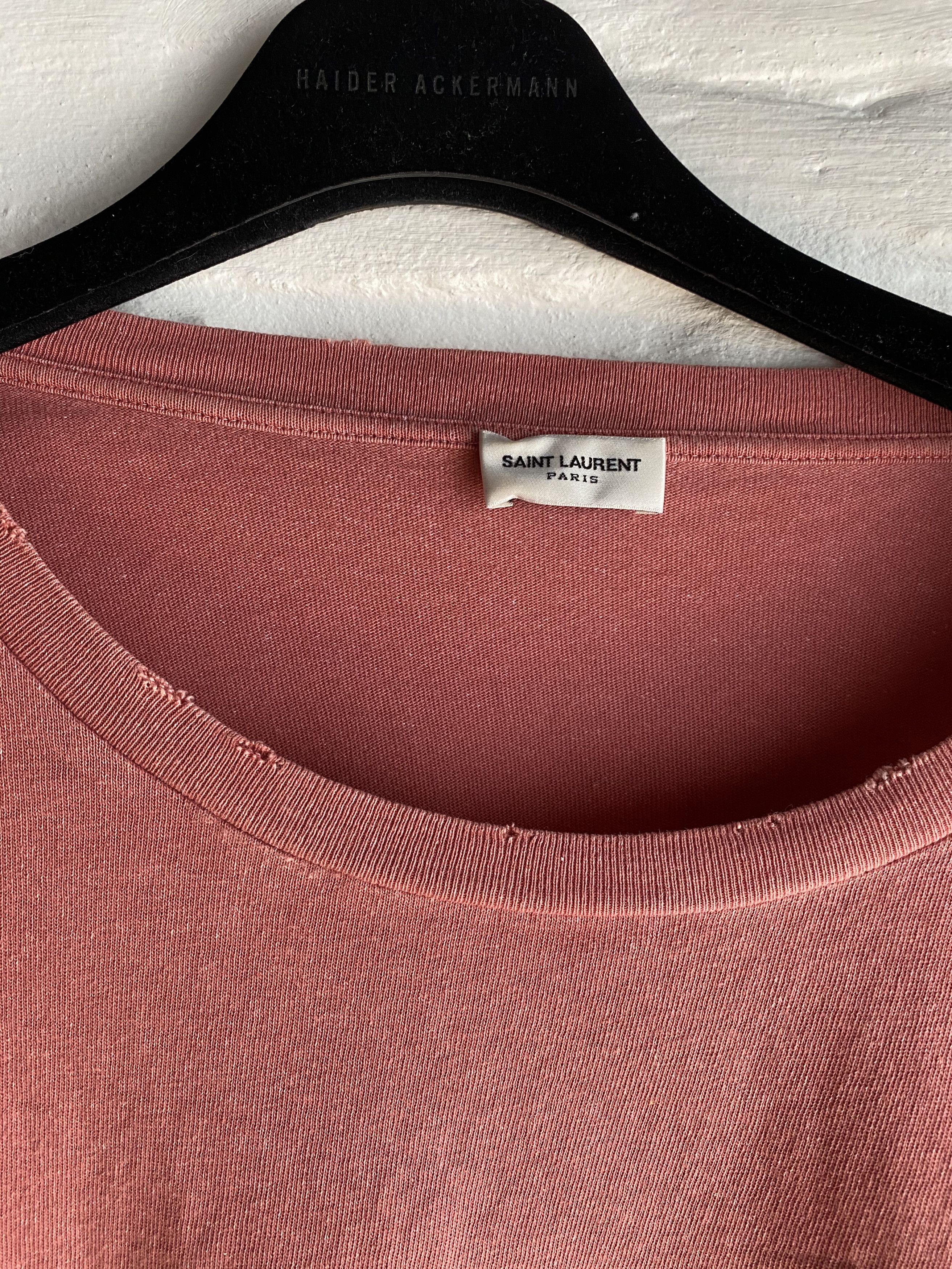 Saint Laurent Paris Rare Size XXL Distressed Logo Tee Size US XXL / EU 58 / 5 - 4 Thumbnail
