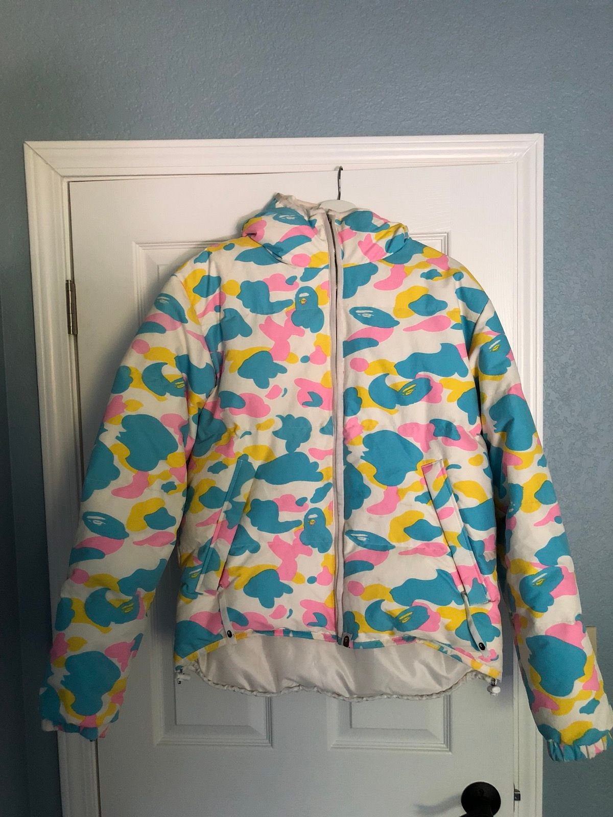 Pre-owned Bape Cotton Candy Down Jacket In White