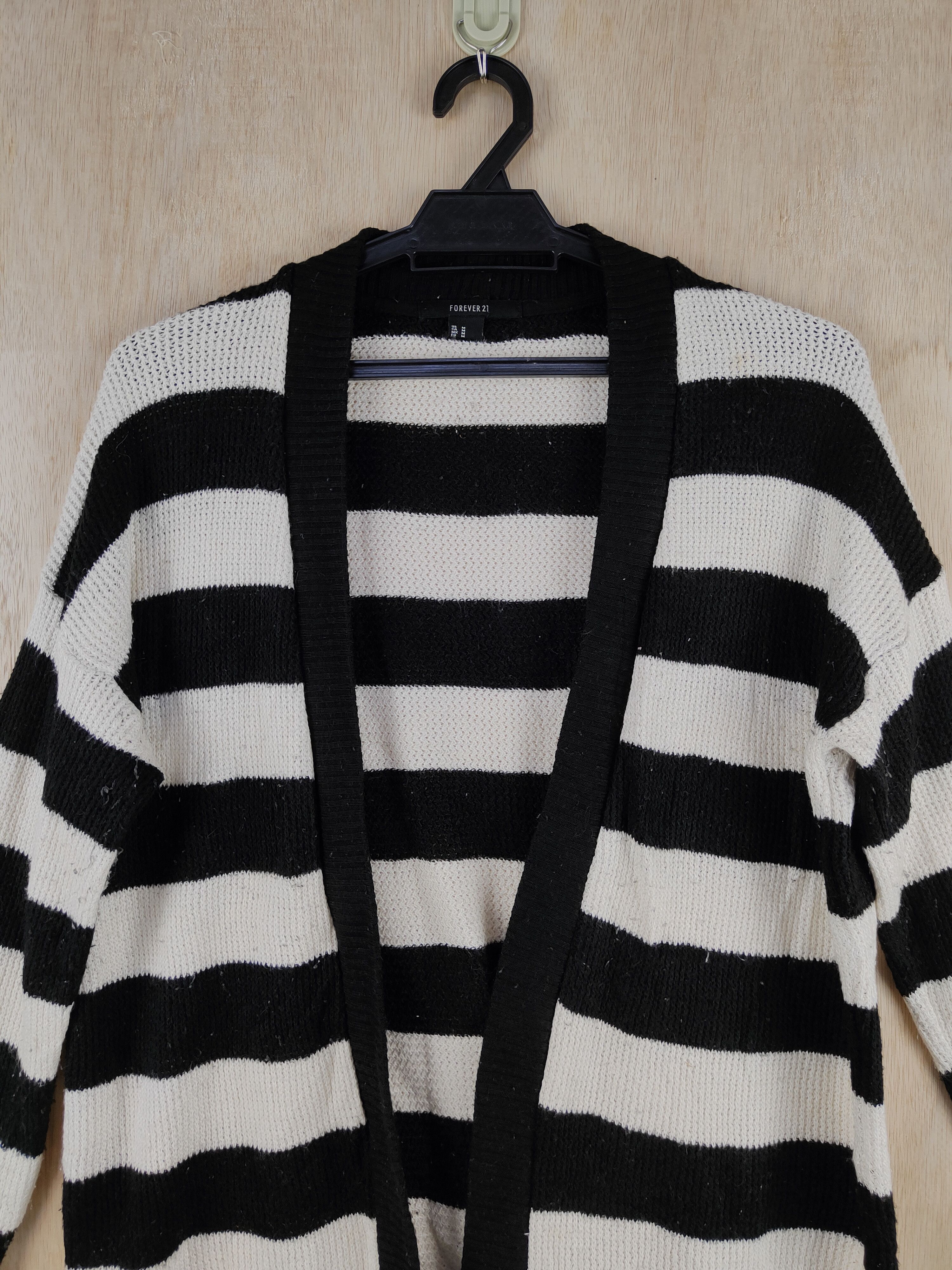 Japanese Brand × Solid and Striped Forever 21 Black/White stripe like cobain Cardigan #S307 Size US M / EU 48-50 / 2 - 2 Thumbnail