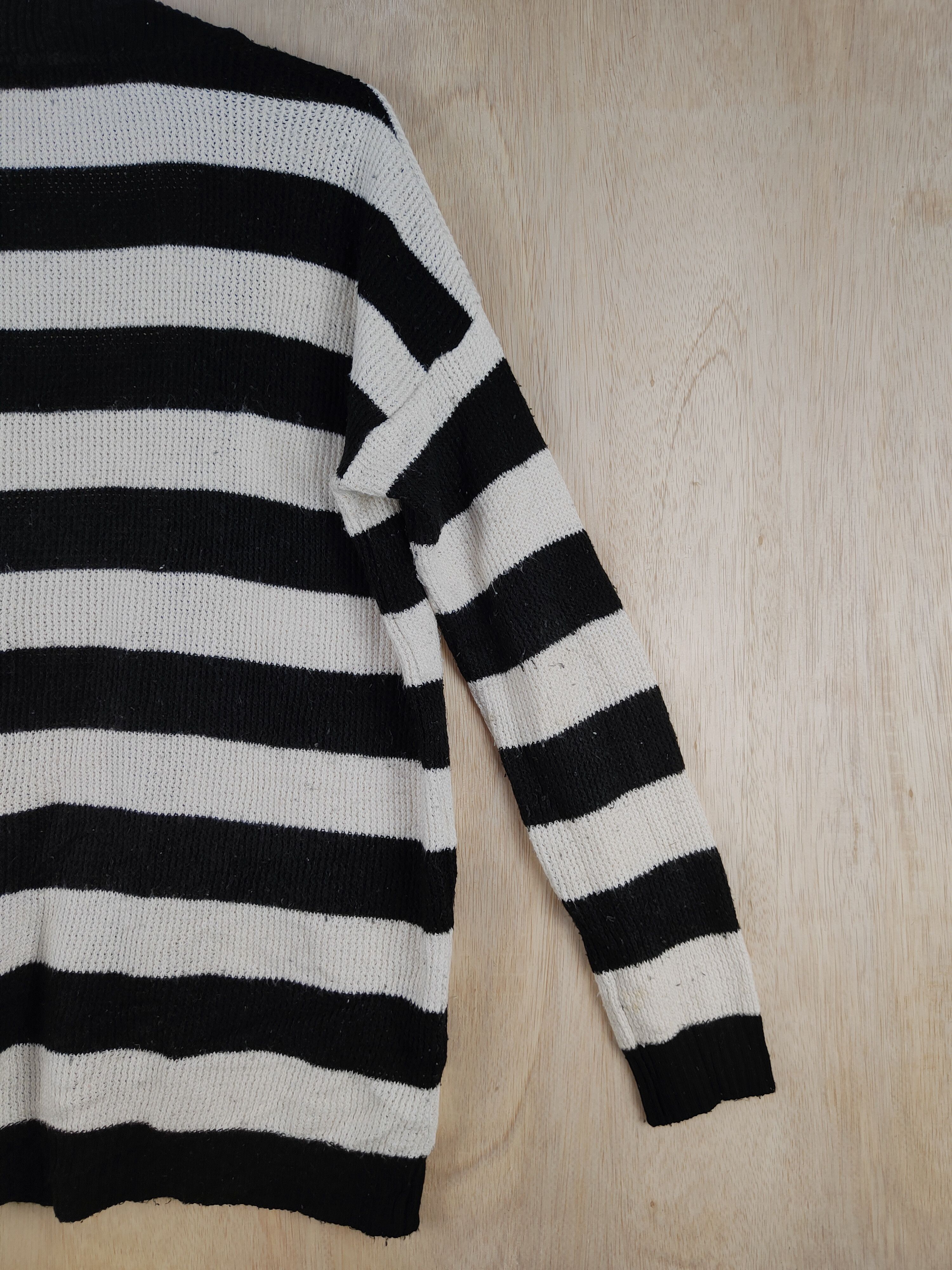 Japanese Brand × Solid and Striped Forever 21 Black/White stripe like cobain Cardigan #S307 Size US M / EU 48-50 / 2 - 7 Thumbnail