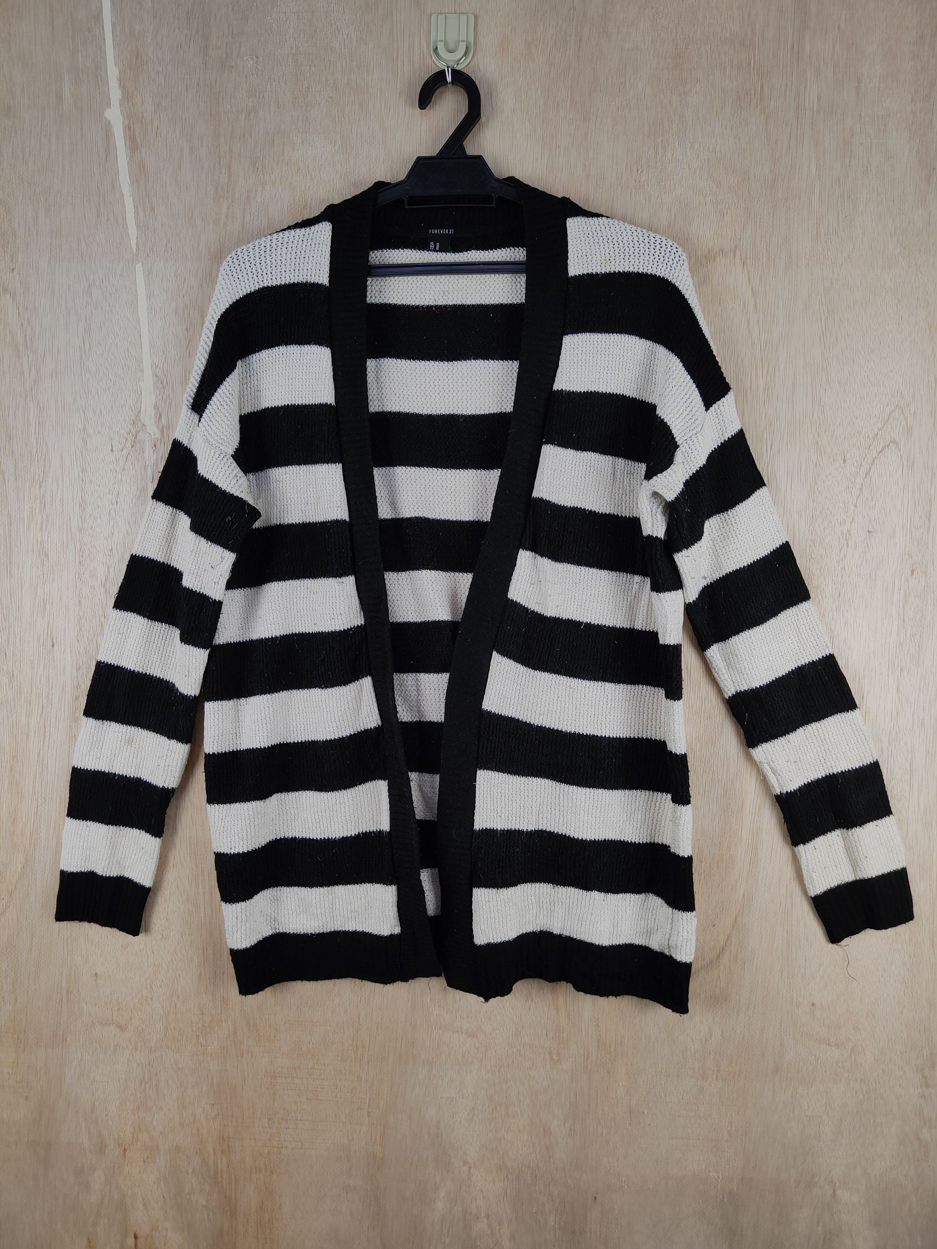 Japanese Brand × Solid and Striped Forever 21 Black/White stripe like cobain Cardigan #S307 Size US M / EU 48-50 / 2 - 1 Thumbnail