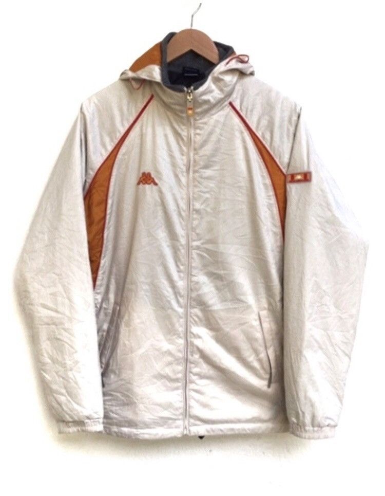 image of Kappa Windbreaker Winter Jacket With Hoodies in Cream, Men's (Size Large)