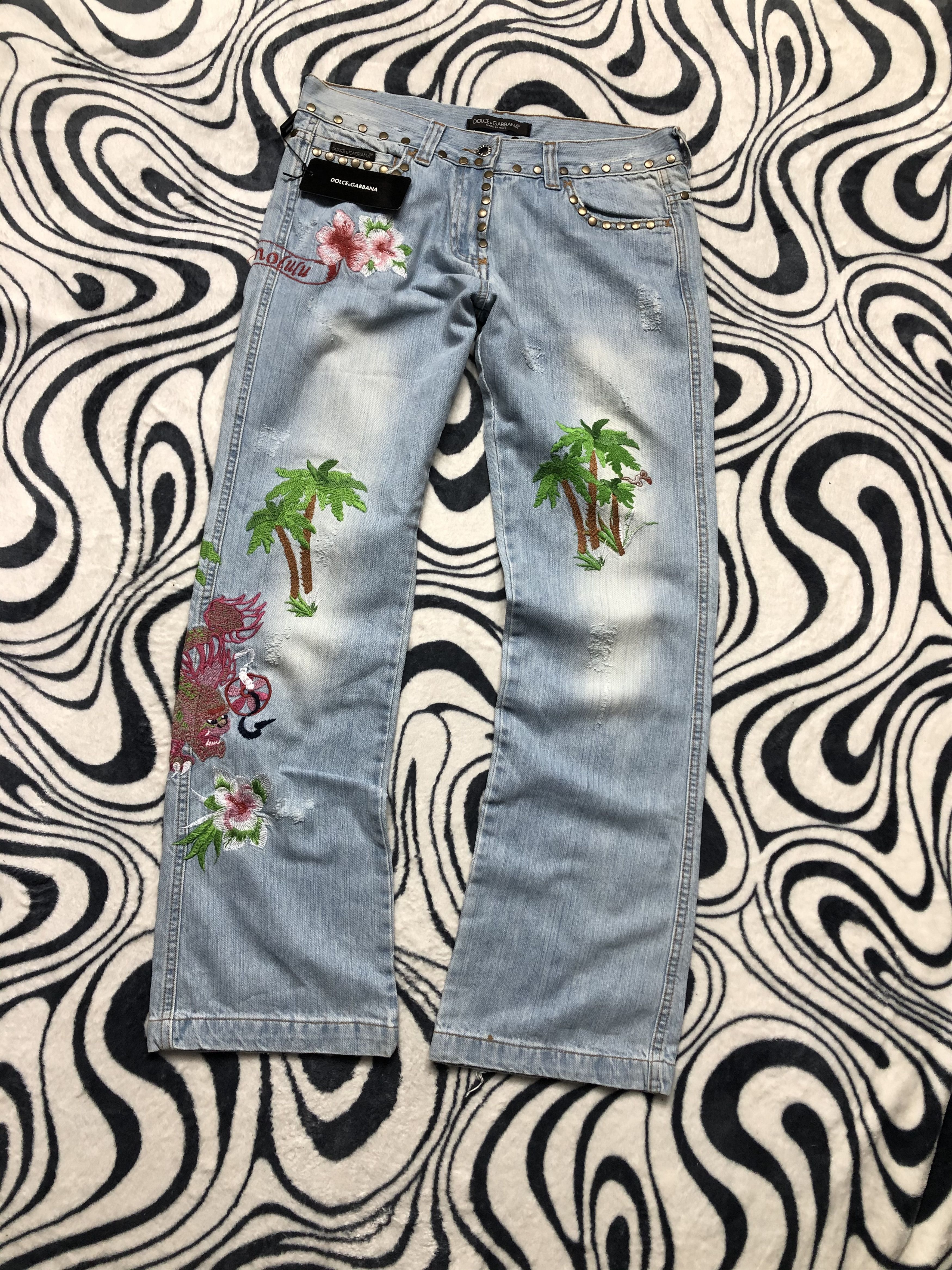 NEW Dolce & Gabbana Vintage Honolulu Floral Pants Flowers