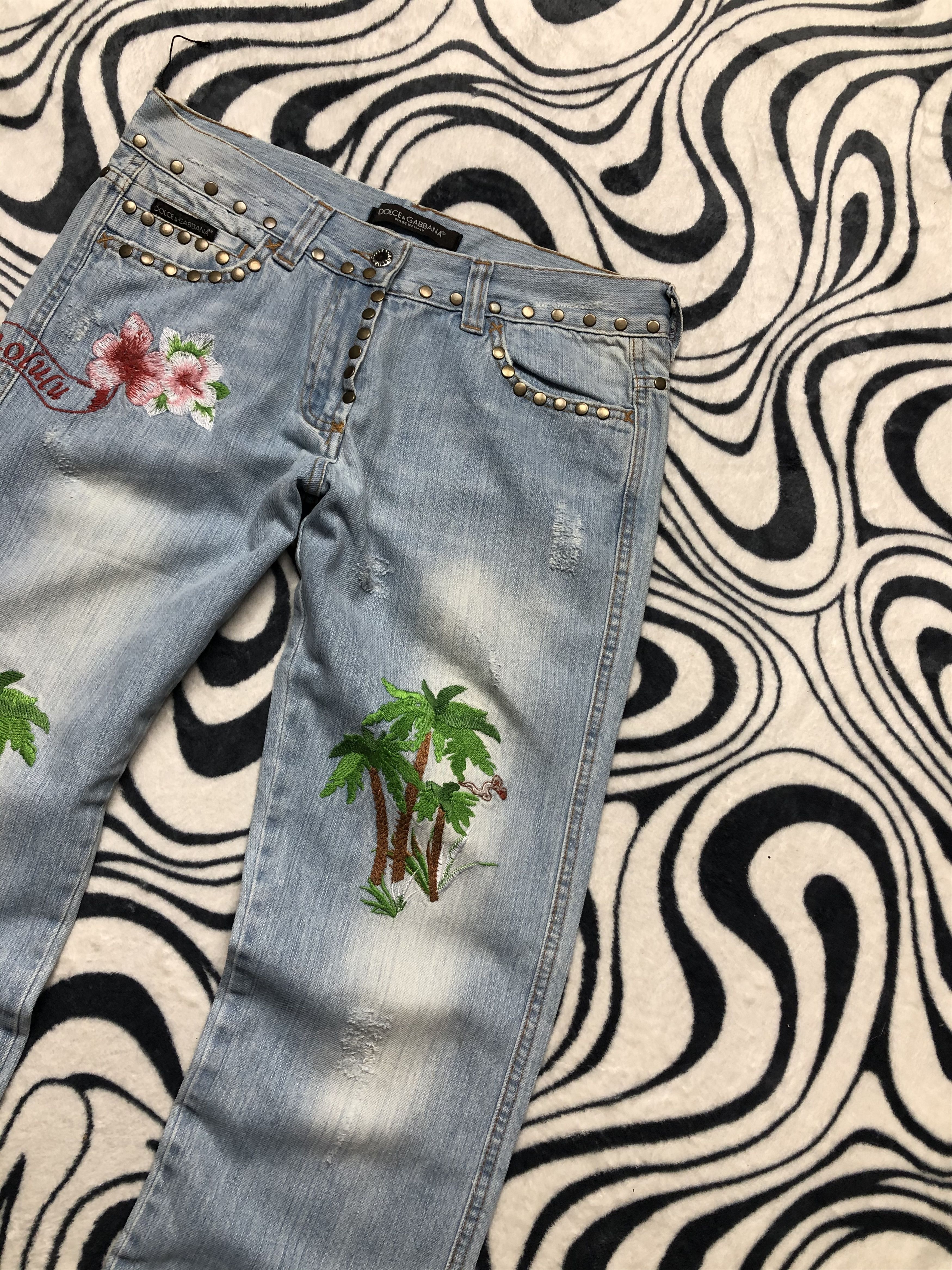 Dolce & Gabbana NEW Dolce & Gabbana Vintage Honolulu Floral Pants Flowers Size 28" / US 6 / IT 42 - 3 Thumbnail
