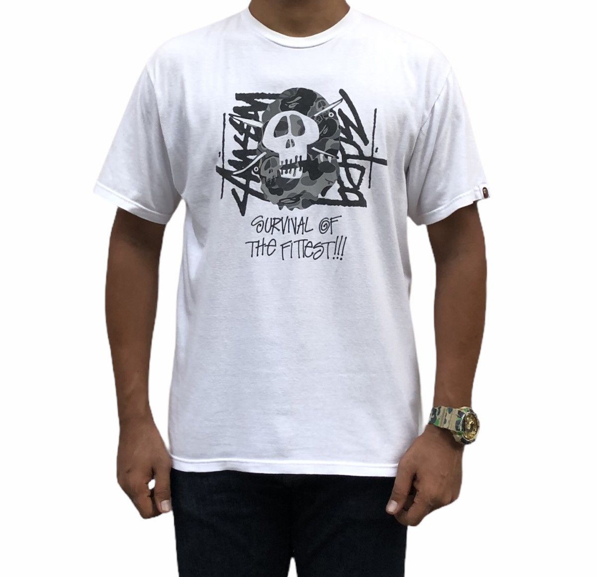 Bape × Stussy Bape x Stussy Collaboration Ape Head Tee Size US M / EU 48-50 / 2 - 2 Thumbnail