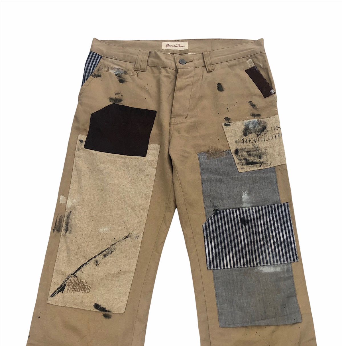 Japanese Brand 🔥Japanese Bonds and Peace Patchwork Painted Jeans Size US 31 - 3 Thumbnail