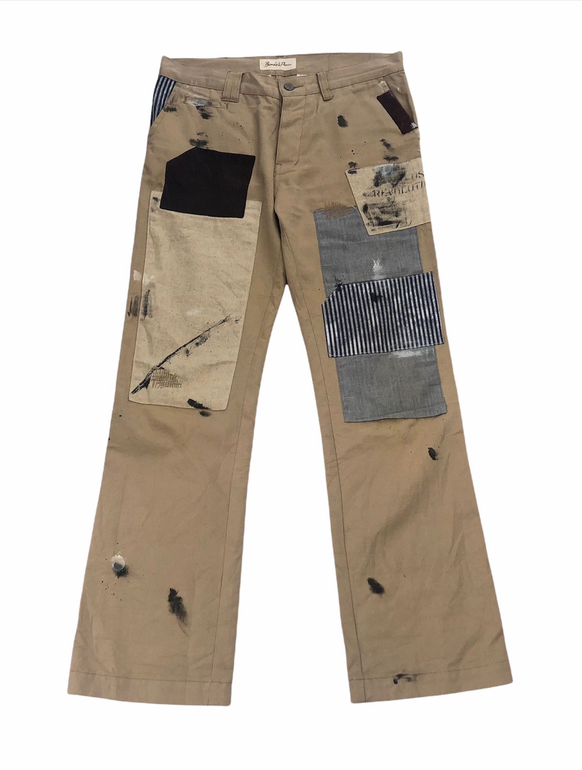 Japanese Brand 🔥Japanese Bonds and Peace Patchwork Painted Jeans Size US 31 - 1 Thumbnail