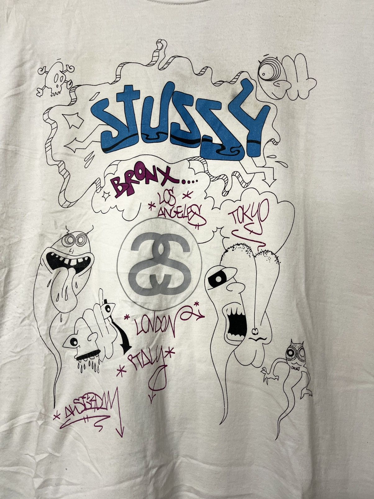 Stussy Vintage Stussy Cartoon Skateboard Mirror Print Tees Size US L / EU 52-54 / 3 - 3 Thumbnail