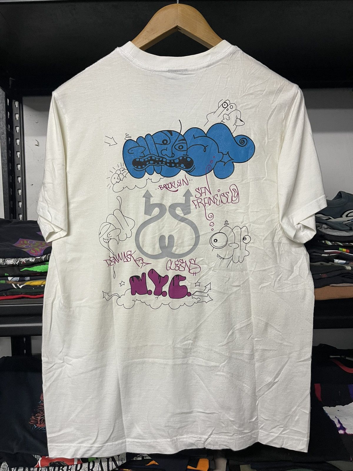Stussy Vintage Stussy Cartoon Skateboard Mirror Print Tees Size US L / EU 52-54 / 3 - 8 Thumbnail