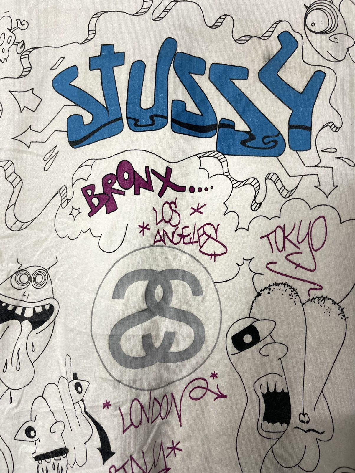 Stussy Vintage Stussy Cartoon Skateboard Mirror Print Tees Size US L / EU 52-54 / 3 - 4 Thumbnail