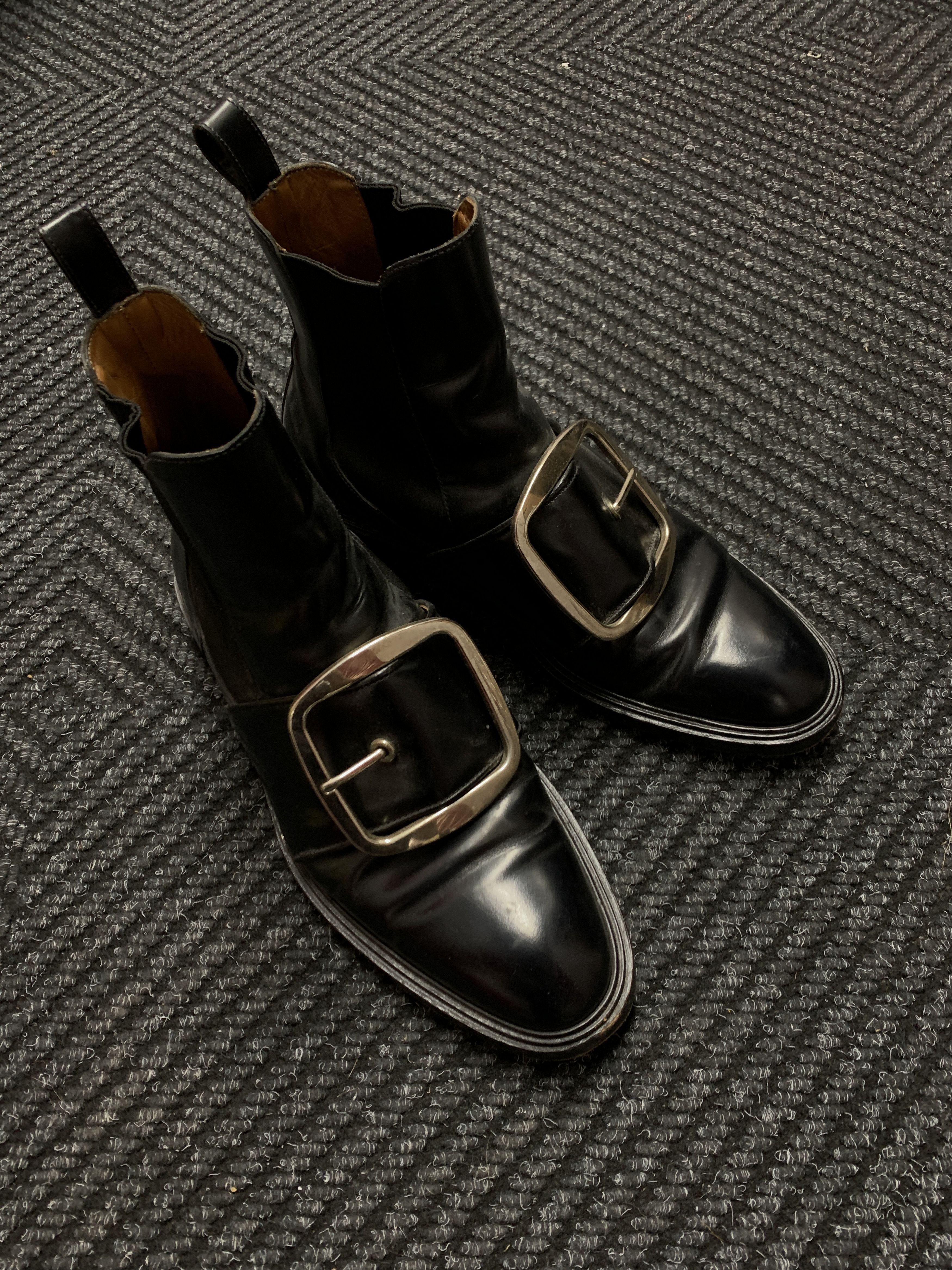 Buckle-Strap Leather Ankle Boot
