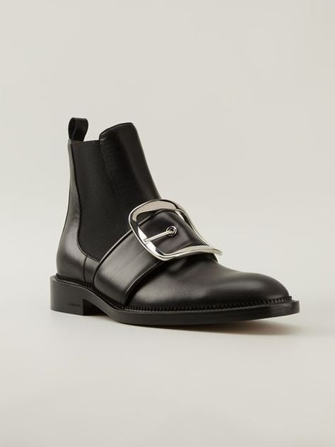 Buckle-Strap Leather Ankle Boot
